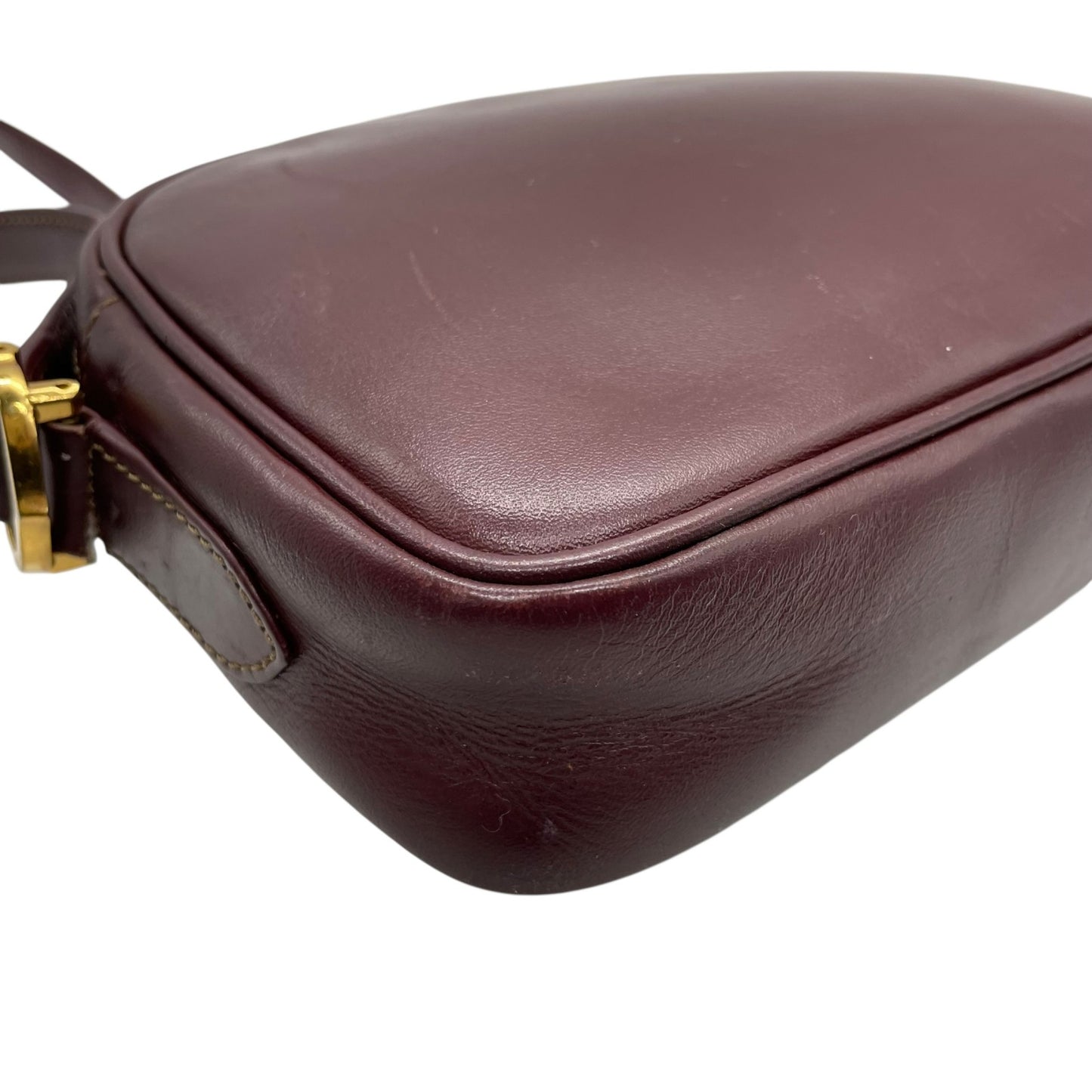 Cartier マスト ドゥ カルティエ マストライン レザー ショルダーバッグ ボルドー ゴールド金具 ヴィンテージ レディース D5
