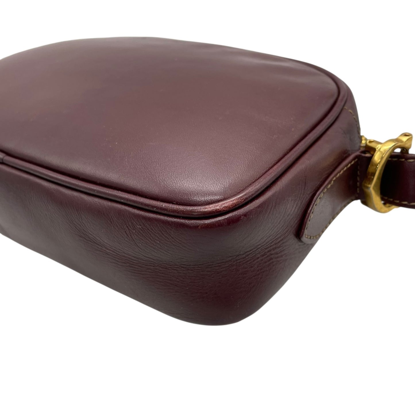 Cartier マスト ドゥ カルティエ マストライン レザー ショルダーバッグ ボルドー ゴールド金具 ヴィンテージ レディース D5