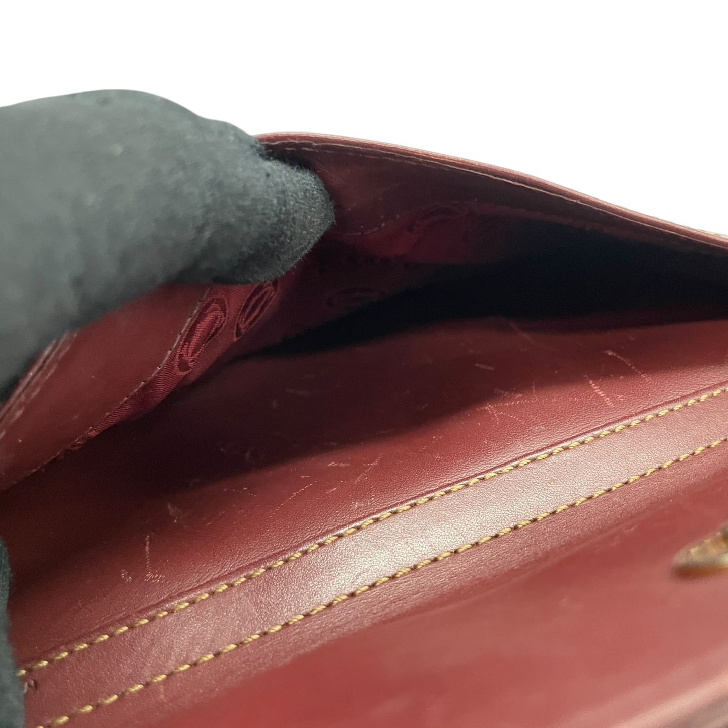 Cartier マスト ドゥ カルティエ マストライン レザー ショルダーバッグ ボルドー ゴールド金具 ヴィンテージ レディース D5