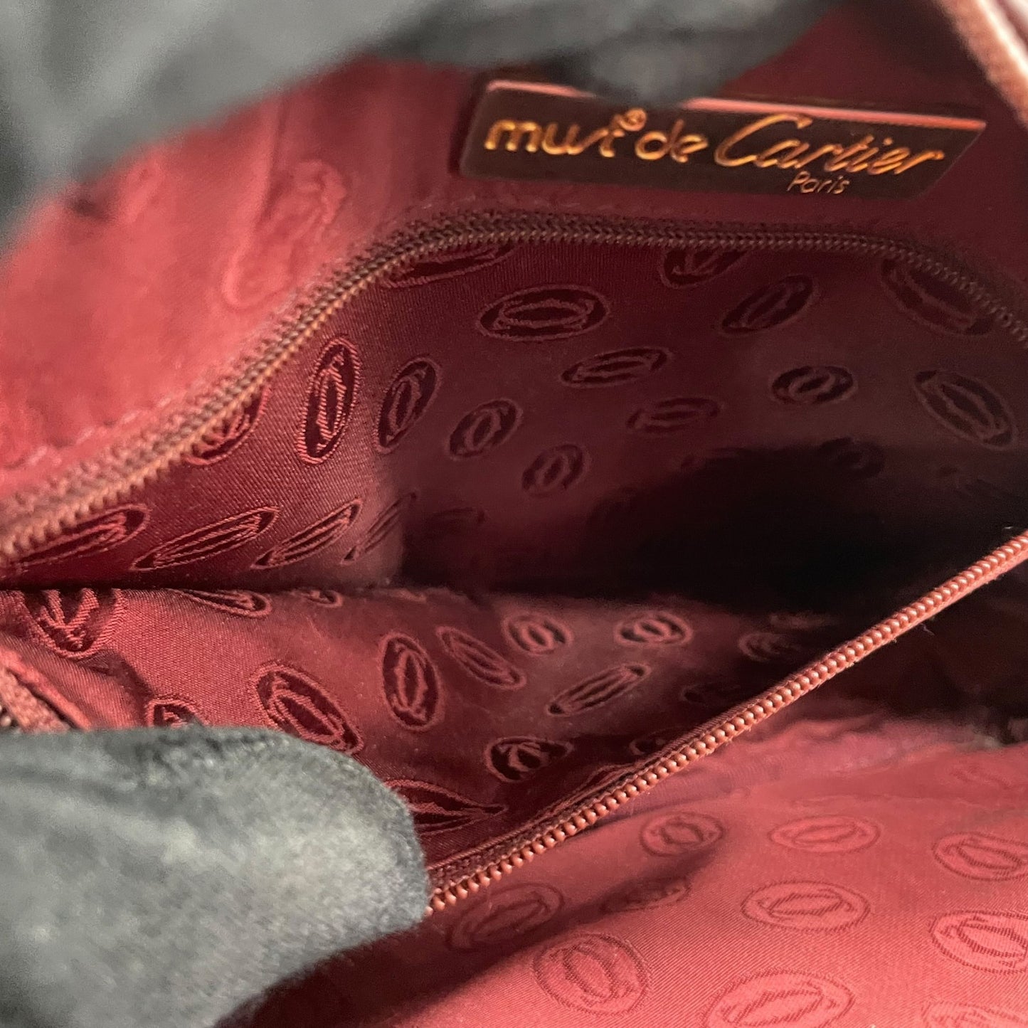 Cartier マスト ドゥ カルティエ マストライン レザー ショルダーバッグ ボルドー ゴールド金具 ヴィンテージ レディース D5