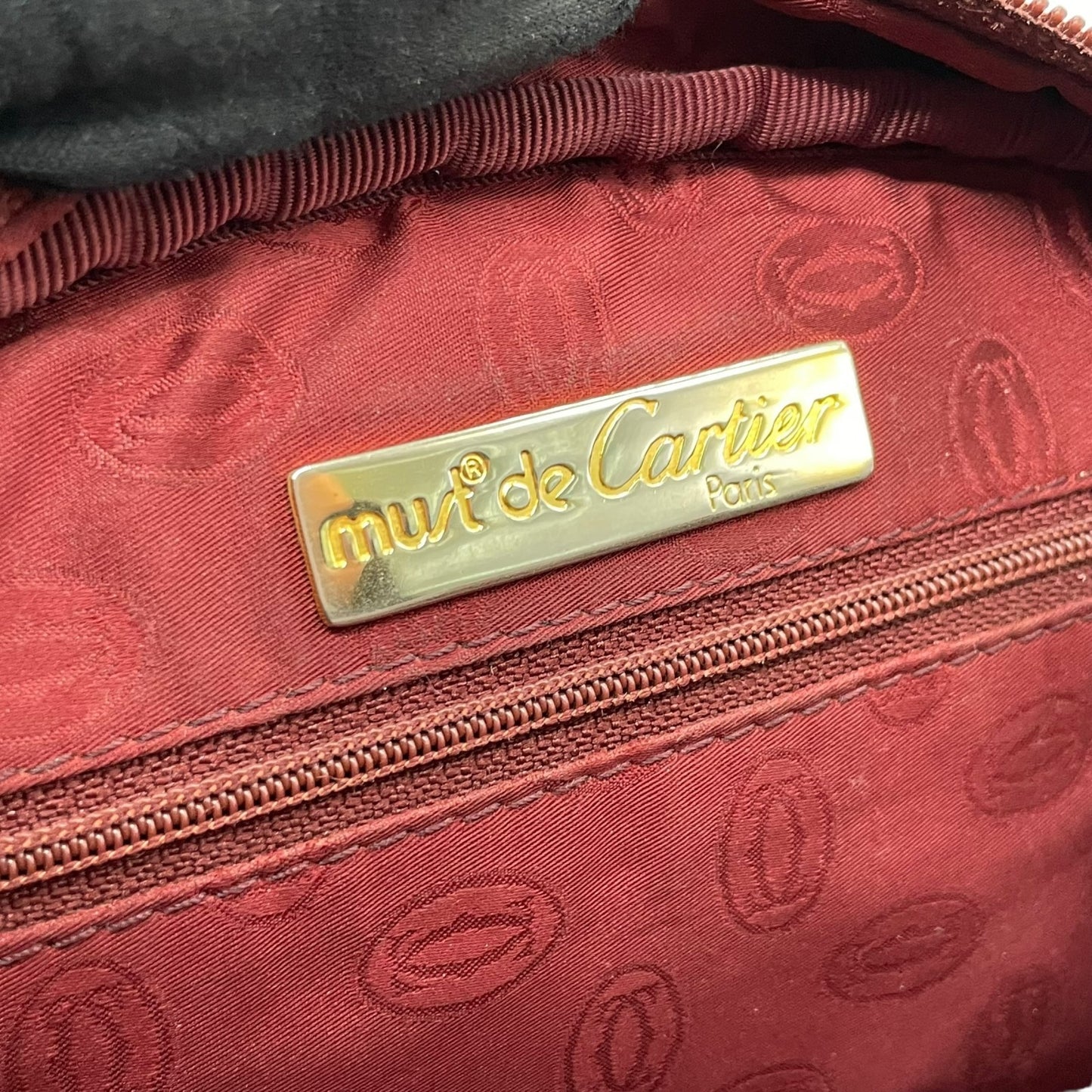Cartier マスト ドゥ カルティエ マストライン レザー ショルダーバッグ ボルドー ゴールド金具 ヴィンテージ レディース D5