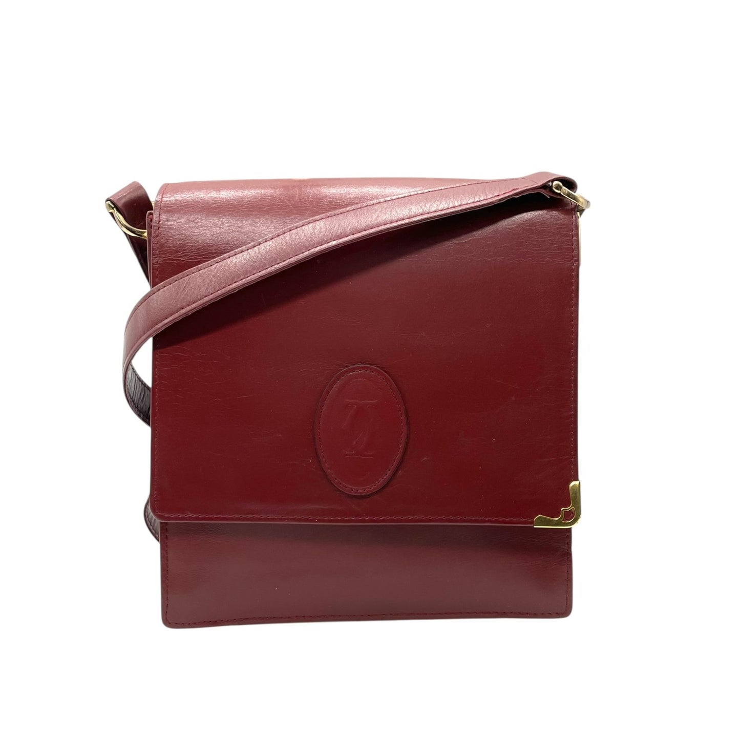 Cartier カルティエ レザー ショルダーバッグ マストライン ヴィンテージ ボルドー ゴールド金具 クロスボディ クラシック 斜め掛け レディース S81