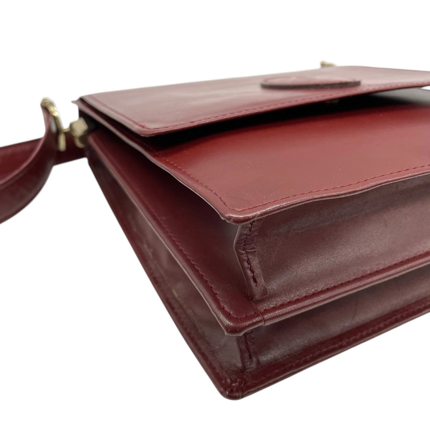 Cartier カルティエ レザー ショルダーバッグ マストライン ヴィンテージ ボルドー ゴールド金具 クロスボディ クラシック 斜め掛け レディース S81