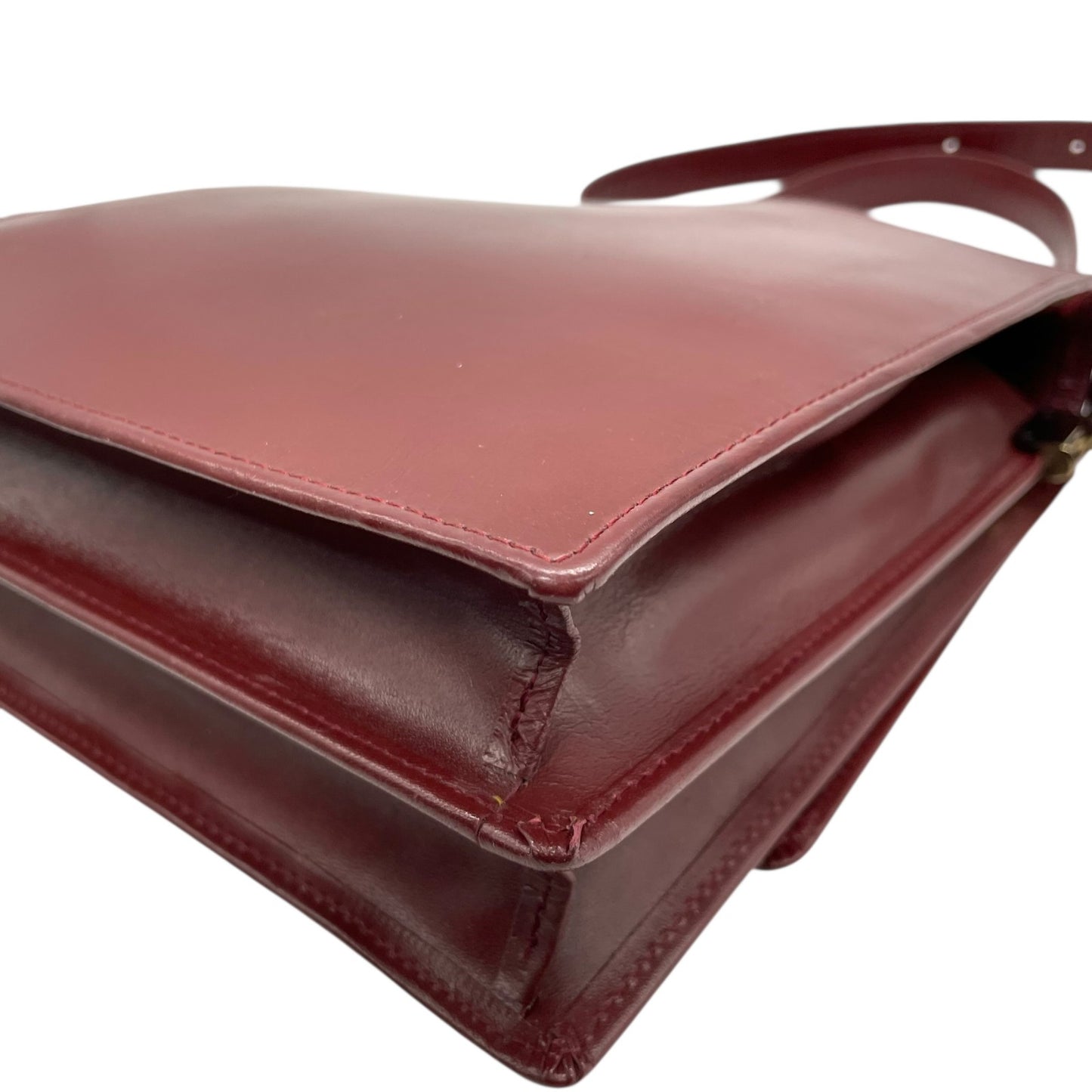 Cartier カルティエ レザー ショルダーバッグ マストライン ヴィンテージ ボルドー ゴールド金具 クロスボディ クラシック 斜め掛け レディース S81