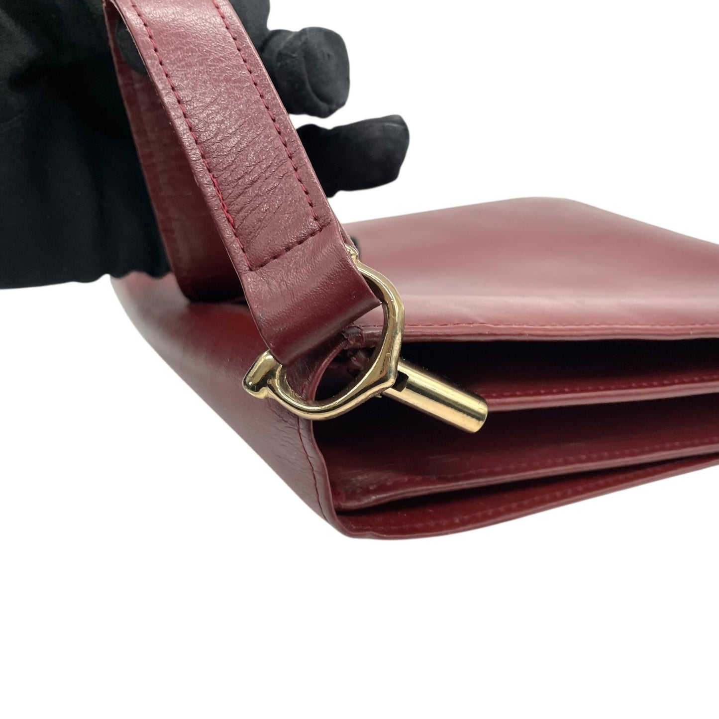 Cartier カルティエ レザー ショルダーバッグ マストライン ヴィンテージ ボルドー ゴールド金具 クロスボディ クラシック 斜め掛け レディース S81