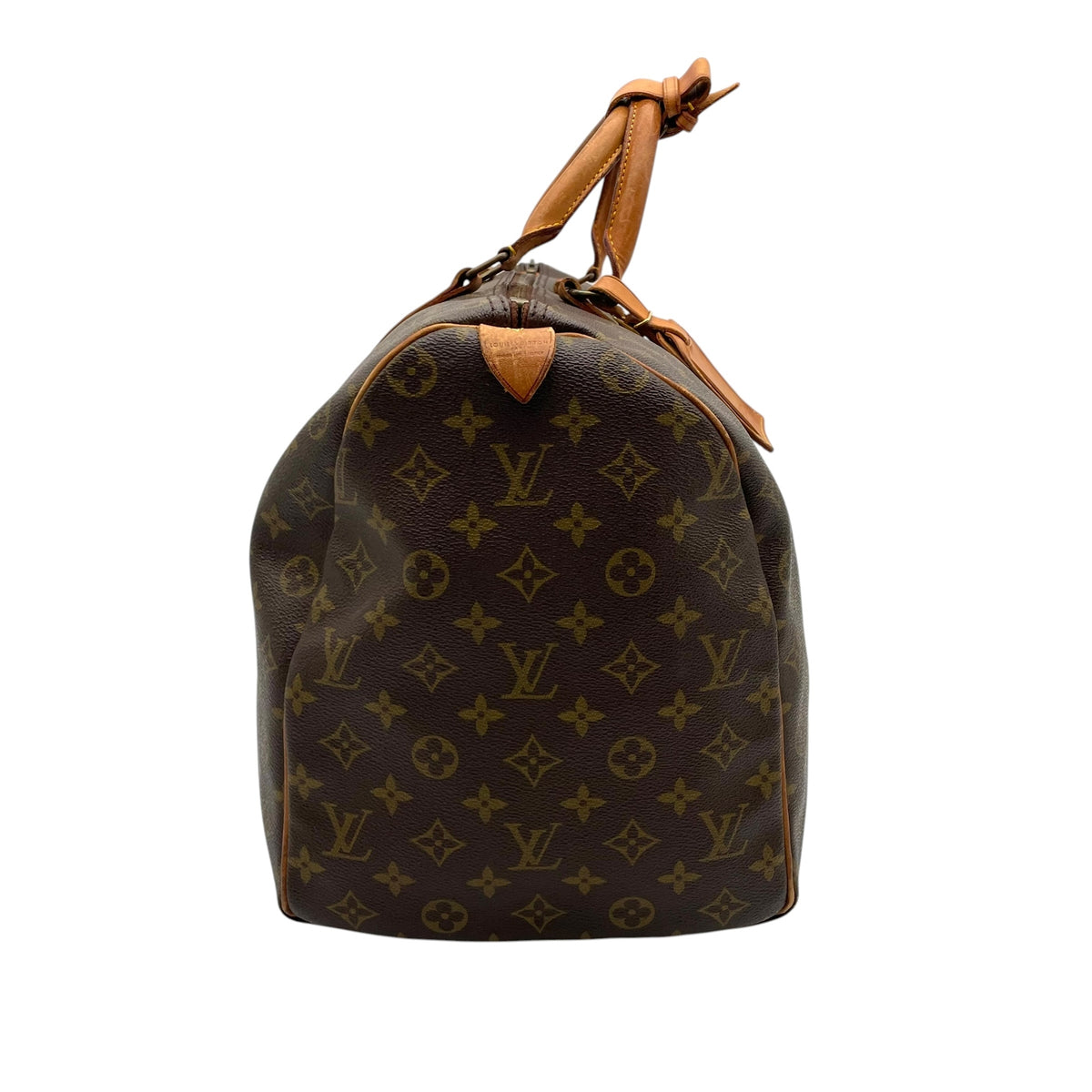 ルイヴィトン LOUIS VUITTON キーポル 50 モノグラム ボストンバッグ ハンドバッグ トラベルバッグ 手提げかばん 大容量 出張 旅行鞄 PVC レザー 本革 ブラウン 茶 ゴールド金具 パドロック ネームタグ ヴィンテージ U11