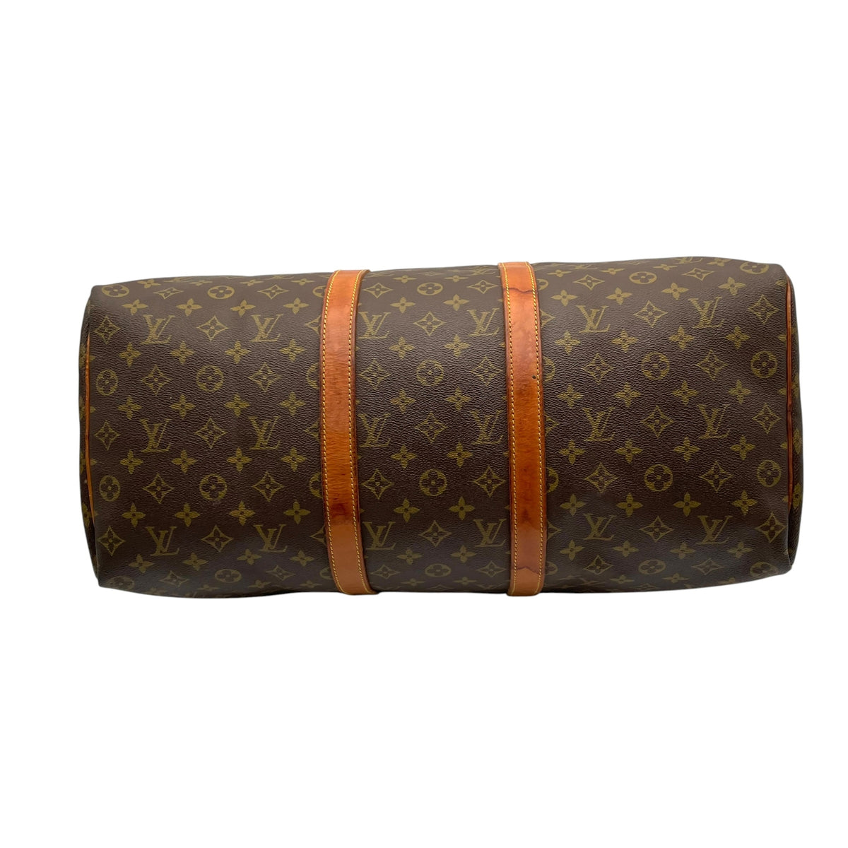 ルイヴィトン LOUIS VUITTON キーポル 50 モノグラム ボストンバッグ ハンドバッグ トラベルバッグ 手提げかばん 大容量 出張 旅行鞄 PVC レザー 本革 ブラウン 茶 ゴールド金具 パドロック ネームタグ ヴィンテージ U11