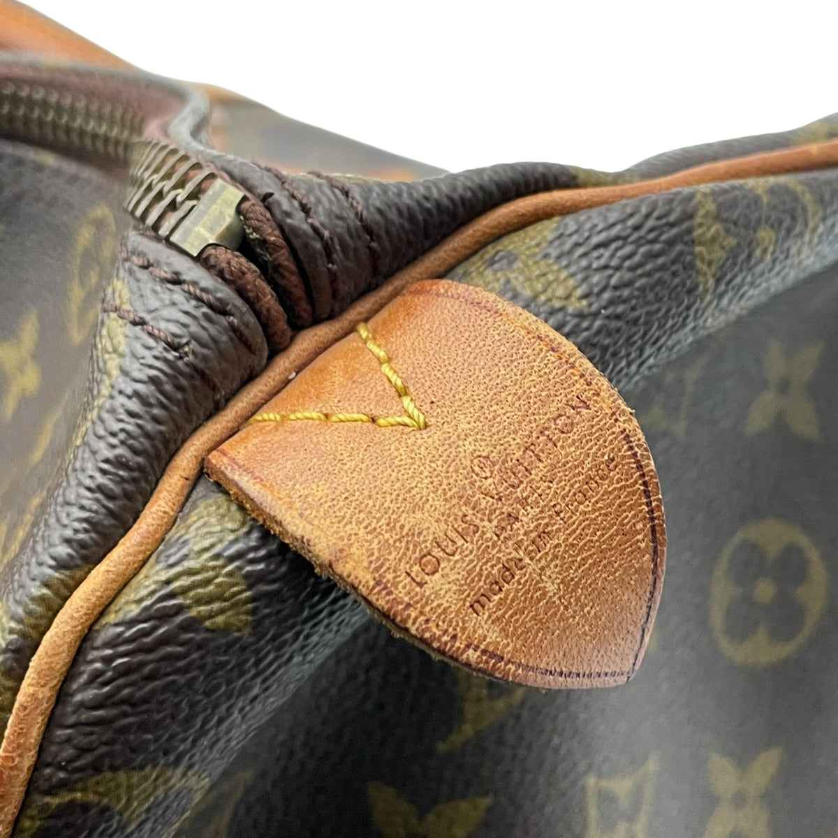 ルイヴィトン LOUIS VUITTON キーポル 50 モノグラム ボストンバッグ ハンドバッグ トラベルバッグ 手提げかばん 大容量 出張 旅行鞄 PVC レザー 本革 ブラウン 茶 ゴールド金具 パドロック ネームタグ ヴィンテージ U11