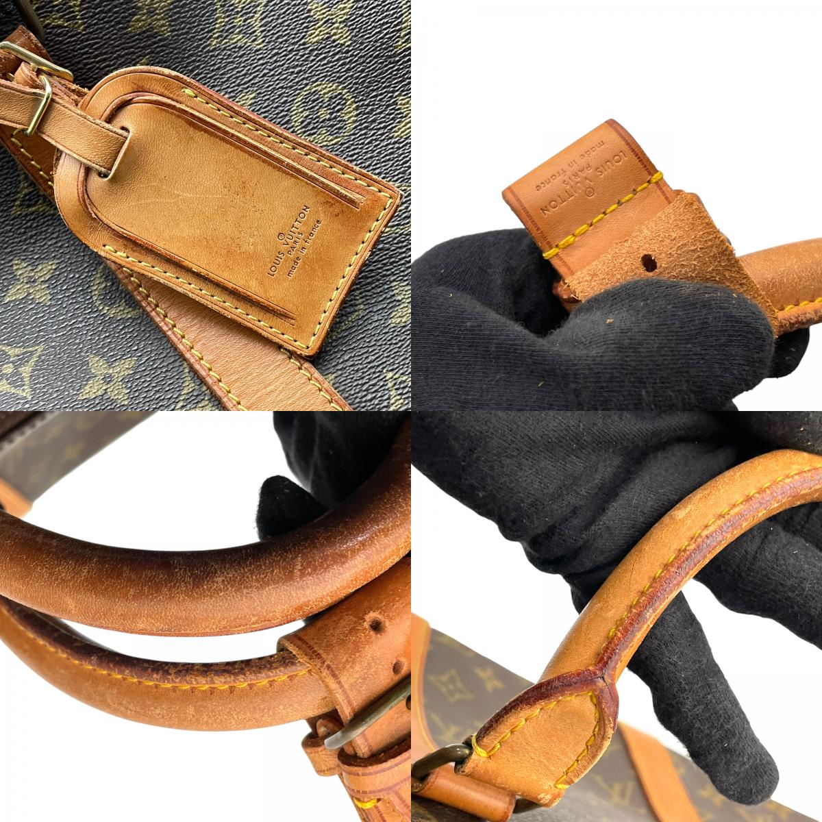 ルイヴィトン LOUIS VUITTON キーポル 50 モノグラム ボストンバッグ ハンドバッグ トラベルバッグ 手提げかばん 大容量 出張 旅行鞄 PVC レザー 本革 ブラウン 茶 ゴールド金具 パドロック ネームタグ ヴィンテージ U11