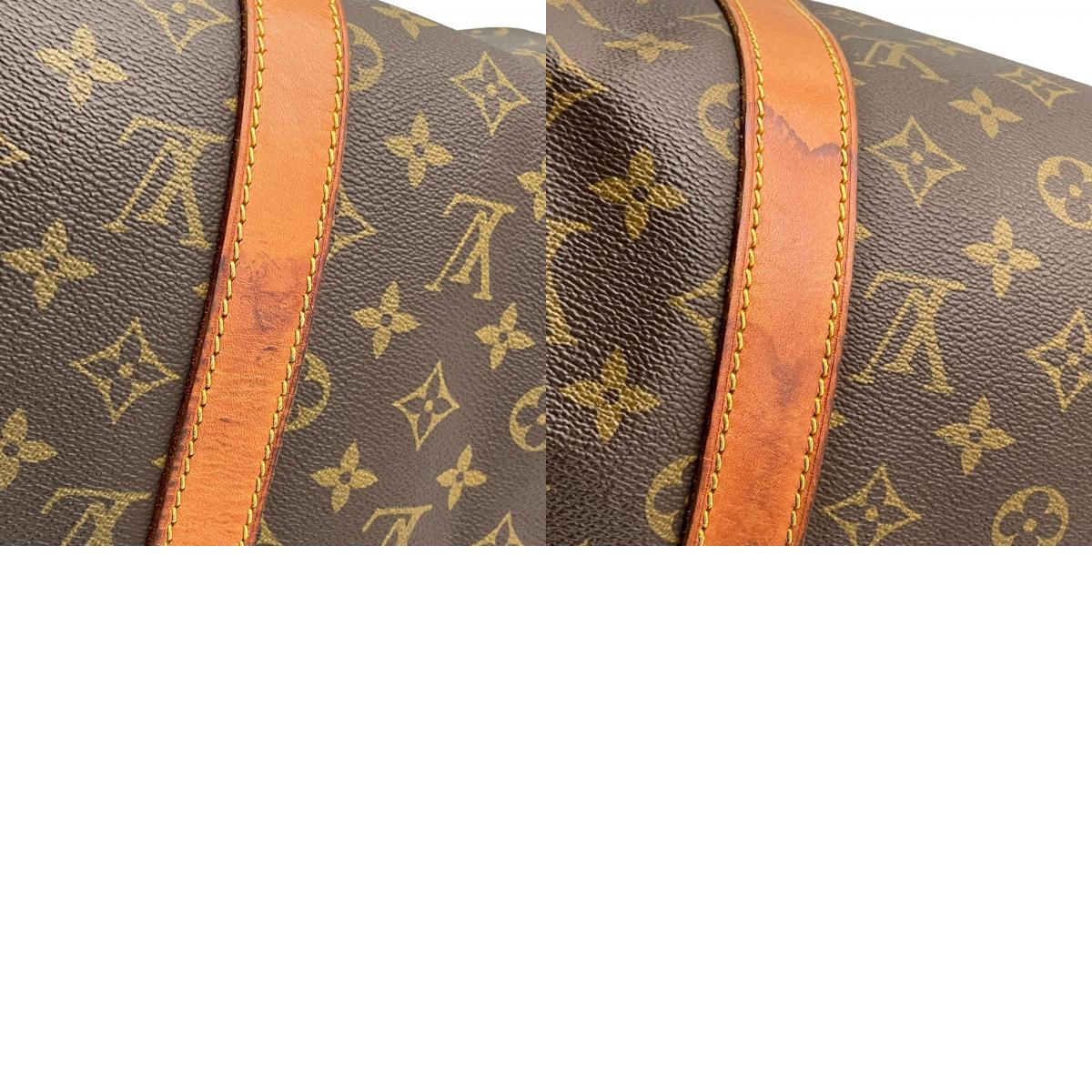 ルイヴィトン LOUIS VUITTON キーポル 50 モノグラム ボストンバッグ ハンドバッグ トラベルバッグ 手提げかばん 大容量 出張 旅行鞄 PVC レザー 本革 ブラウン 茶 ゴールド金具 パドロック ネームタグ ヴィンテージ U11