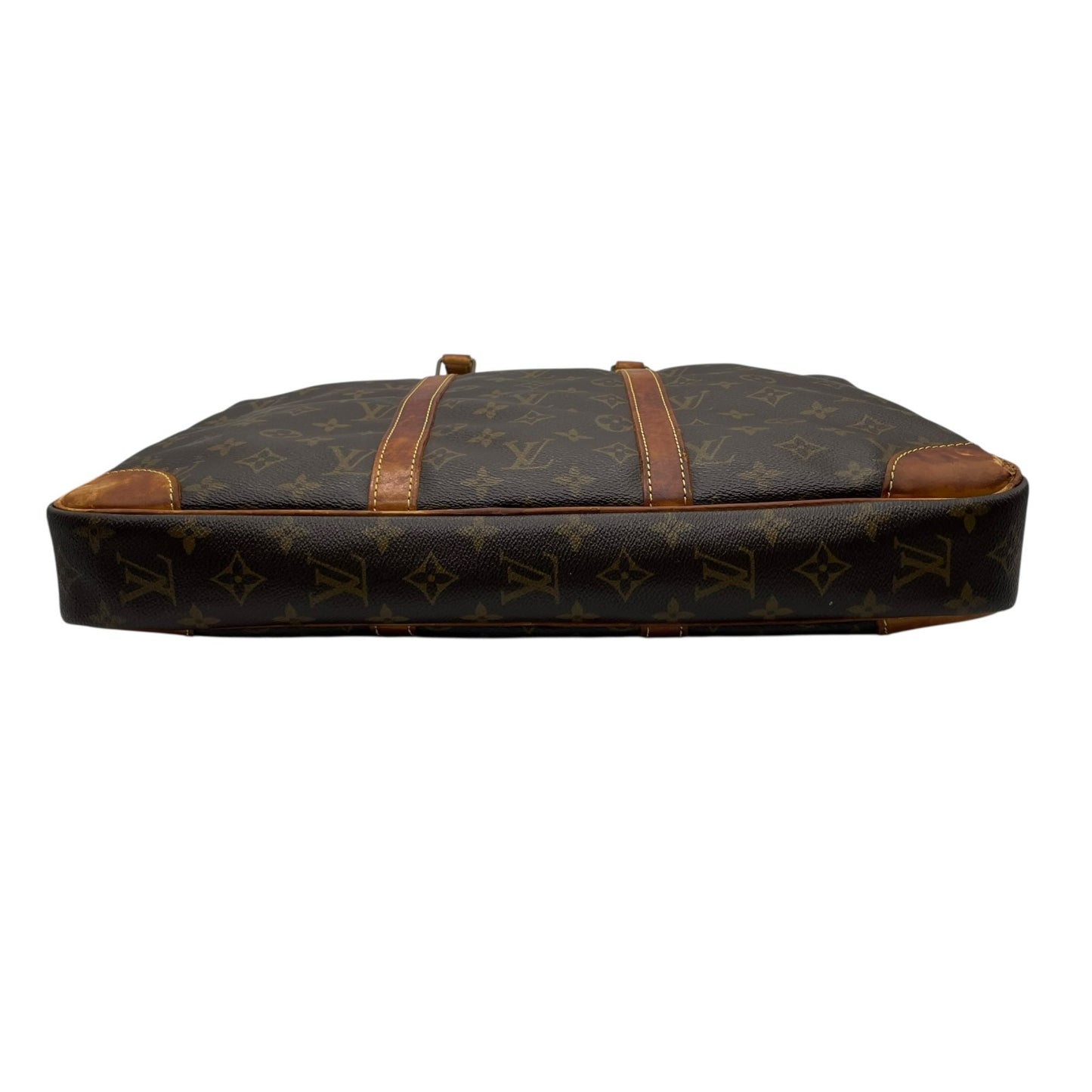 ルイヴィトン LOUISVUITTON モノグラム ビジネスバッグ ブリーフケース ポルトドキュマン ブラウン 茶 PVC レザー ビンテージ クラシック エレガント メンズ 通勤 A4収納 PC収納 出張 ヌメ革 フランス製 パドロック カバン 自立可 B