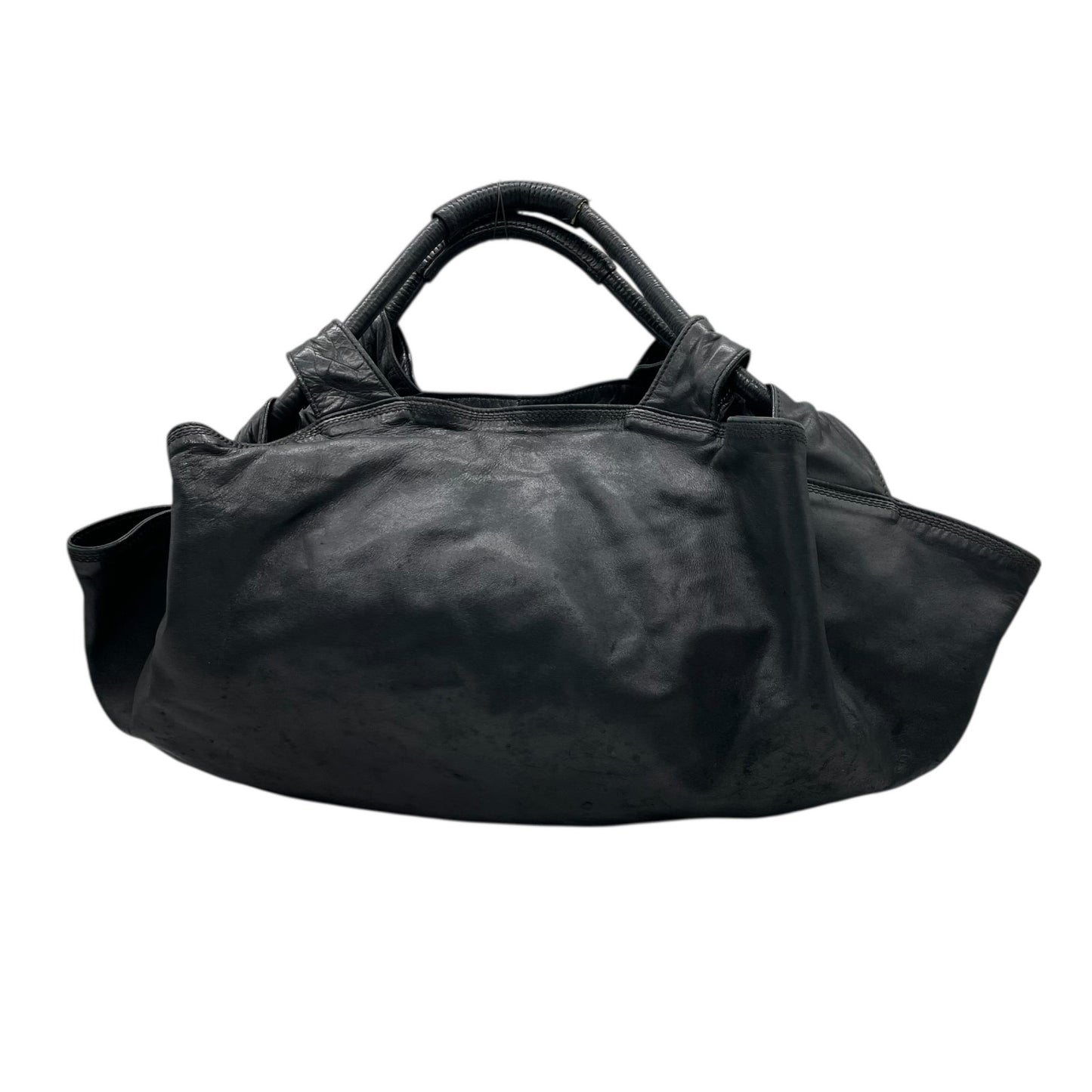 LOEWE ロエベ アナグラム エンボス レザー ハンドバッグ ブラック シルバー金具 トートバッグ レディース U12