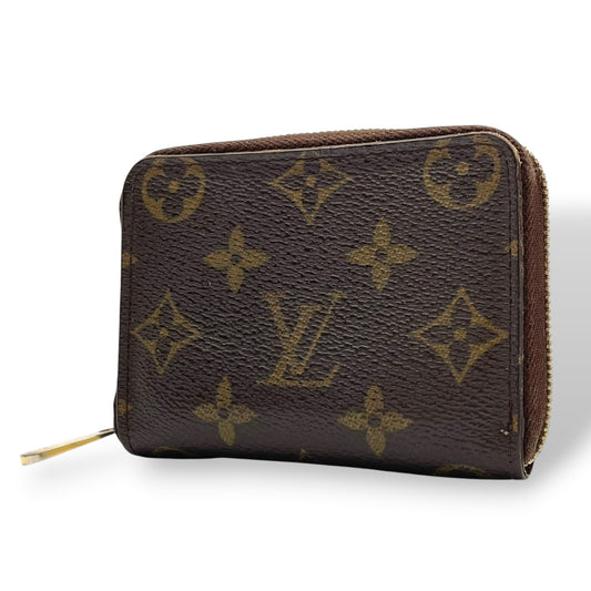 【良品】 ルイ・ヴィトン LOUIS VUITTON モノグラム ジッピーコインパース コインケース 小銭入れ 財布 ラウンドファスナー PVC レザー ブラウン 茶 ゴールド金具 メンズ レディース ユニセックス 定番 人気 コンパクト W5