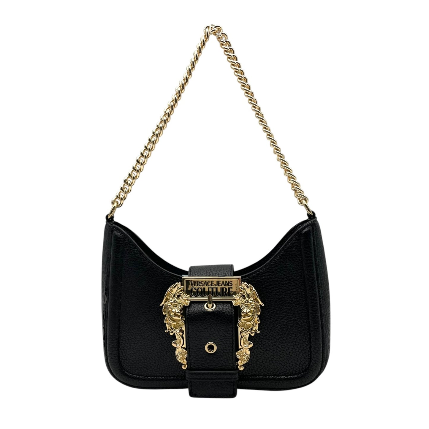 VERSACE JEANS COUTURE ヴェルサーチ ジーンズ クチュール 2WAY ショルダーバッグ ハンドバッグ ブラック ゴールド金具 チェーン ロゴ レディース K8