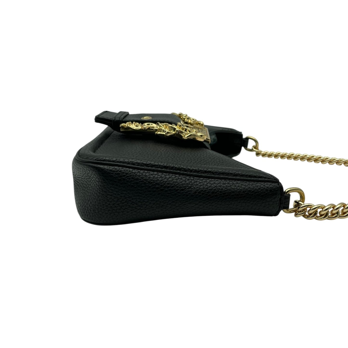 VERSACE JEANS COUTURE ヴェルサーチ ジーンズ クチュール 2WAY ショルダーバッグ ハンドバッグ ブラック ゴールド金具 チェーン ロゴ レディース K8