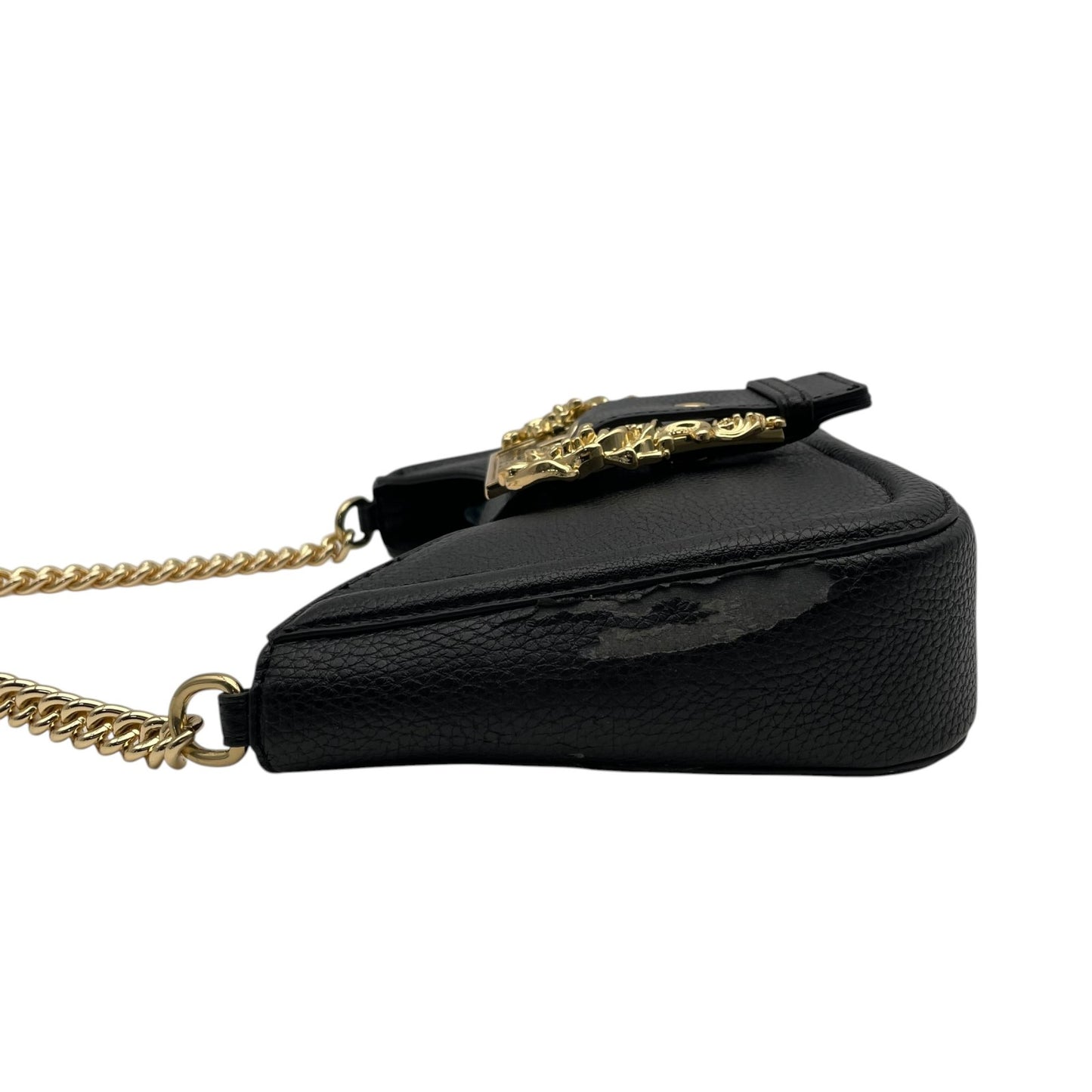 VERSACE JEANS COUTURE ヴェルサーチ ジーンズ クチュール 2WAY ショルダーバッグ ハンドバッグ ブラック ゴールド金具 チェーン ロゴ レディース K8
