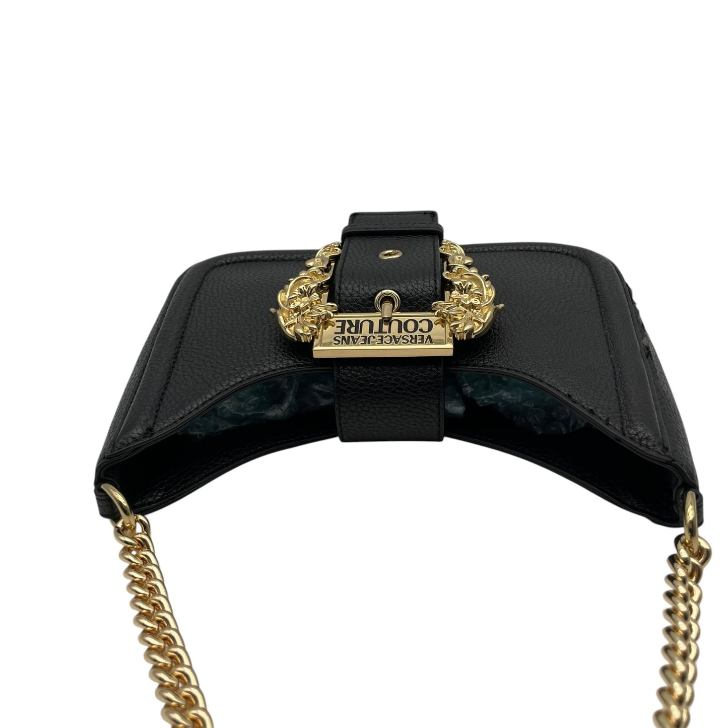 VERSACE JEANS COUTURE ヴェルサーチ ジーンズ クチュール 2WAY ショルダーバッグ ハンドバッグ ブラック ゴールド金具 チェーン ロゴ レディース K8