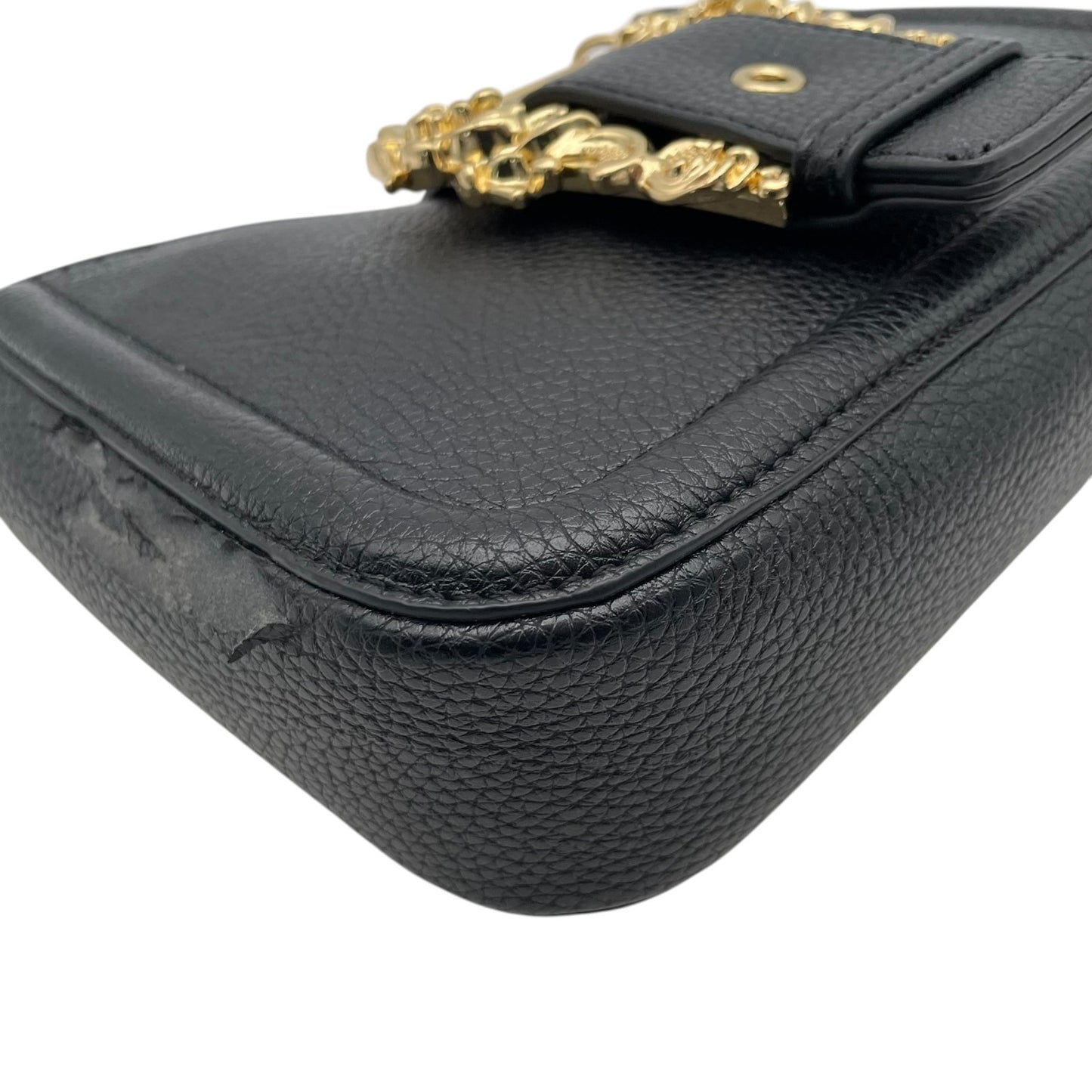 VERSACE JEANS COUTURE ヴェルサーチ ジーンズ クチュール 2WAY ショルダーバッグ ハンドバッグ ブラック ゴールド金具 チェーン ロゴ レディース K8