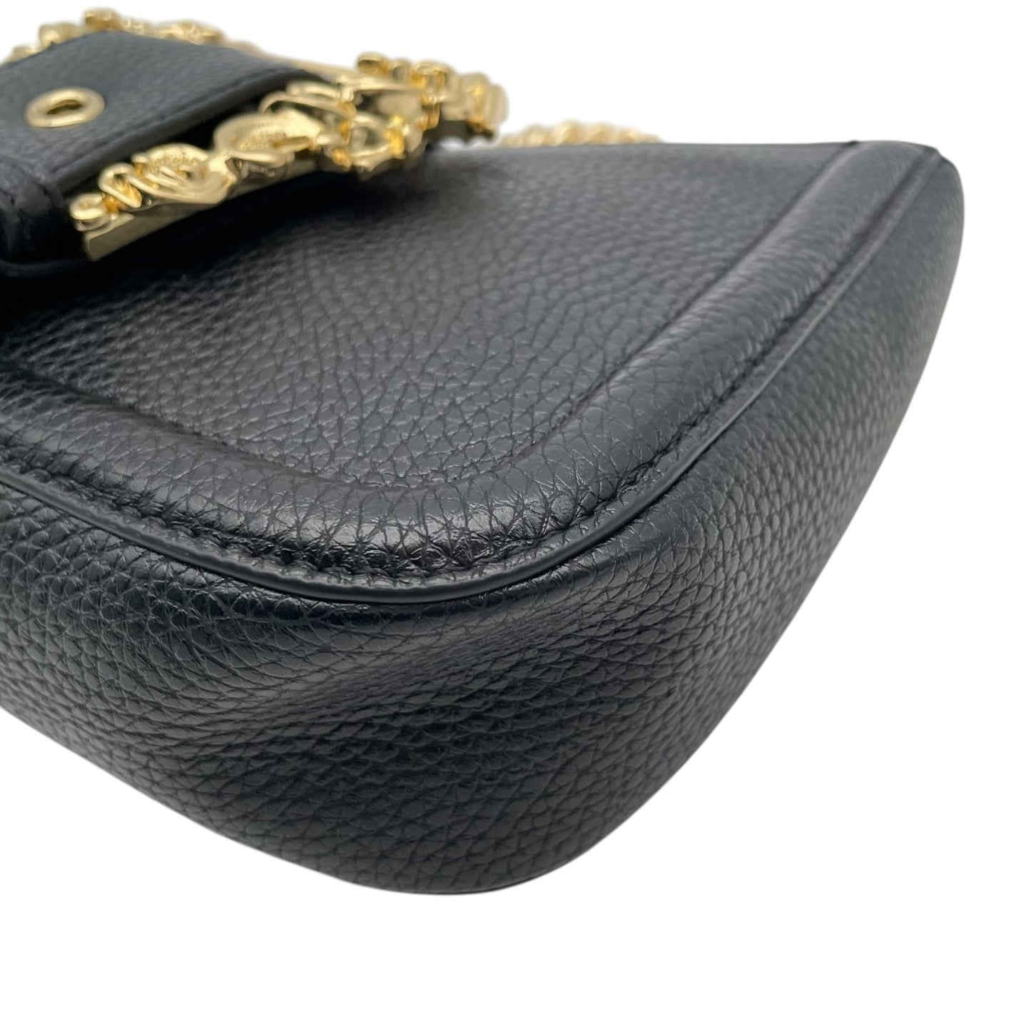 VERSACE JEANS COUTURE ヴェルサーチ ジーンズ クチュール 2WAY ショルダーバッグ ハンドバッグ ブラック ゴールド金具 チェーン ロゴ レディース K8
