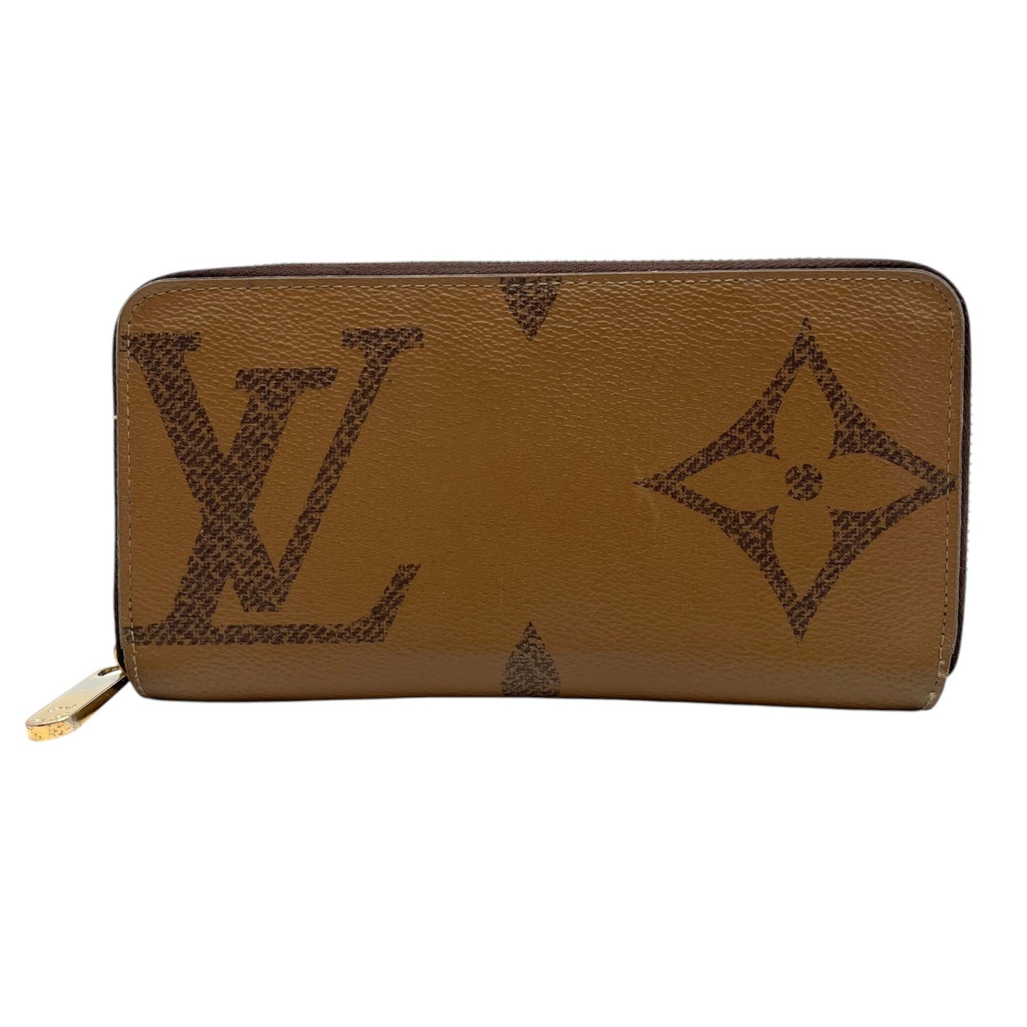 美品 Louis Vuitton ルイ・ヴィトン RFID ICチップ ジッピーウォレット M69353 モノグラム ジャイアント リバース ラウンドファスナー 長財布 茶色 ブラウン