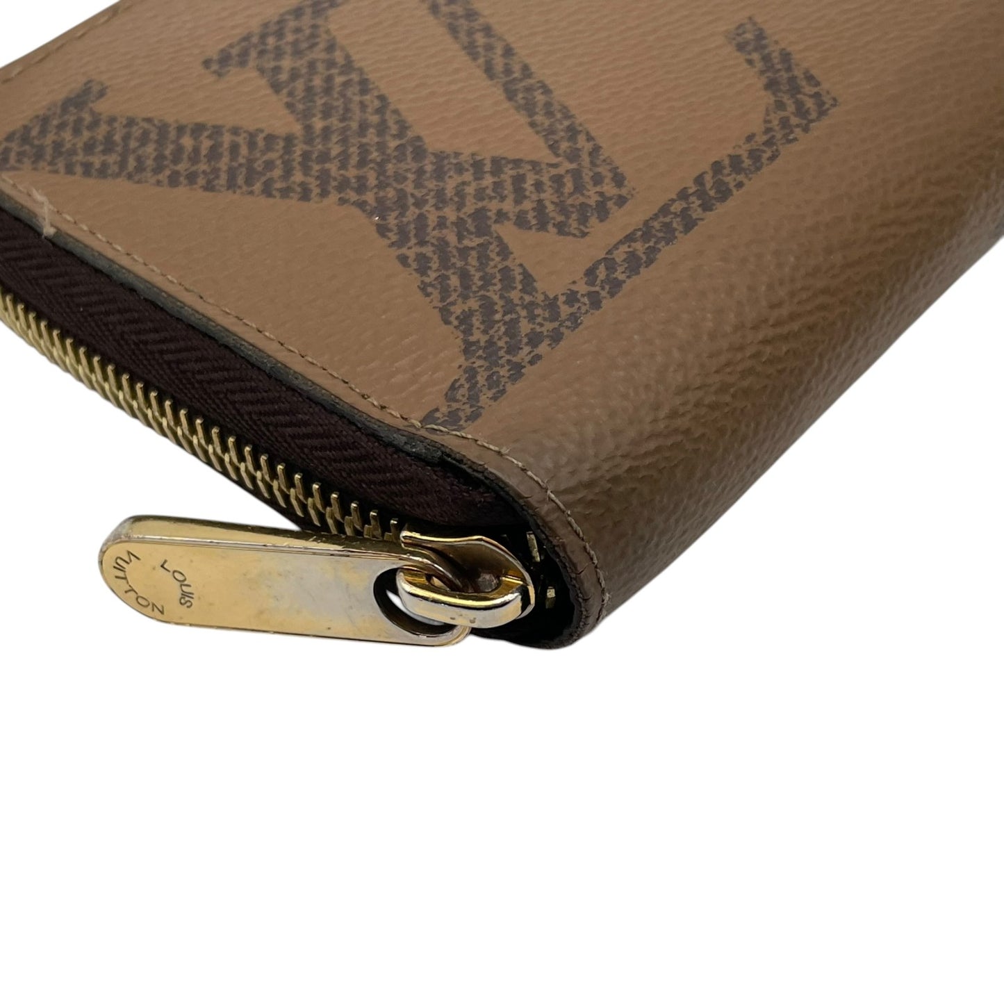 美品 Louis Vuitton ルイ・ヴィトン RFID ICチップ ジッピーウォレット M69353 モノグラム ジャイアント リバース ラウンドファスナー 長財布 茶色 ブラウン