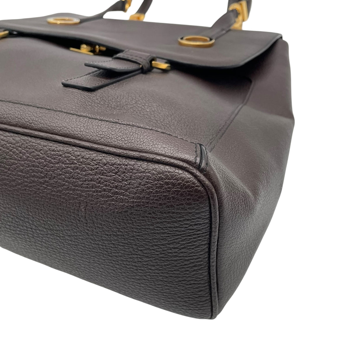 【美品】ブルガリ BVLGARI タマラ Tamara トートバッグ ハンドバッグ フラップバッグ ブルガリブルガリ サークル金具 グレインレザー 本革 ダークブラウン 茶 ゴールド金具 ヴィンテージ A4サイズ収納可能 E5