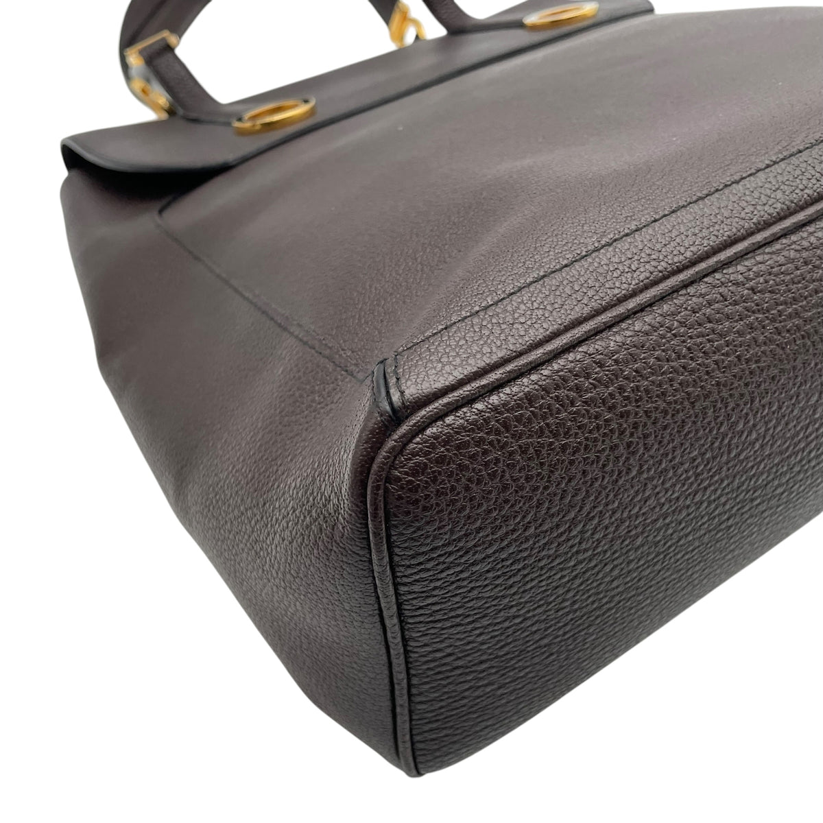 【美品】ブルガリ BVLGARI タマラ Tamara トートバッグ ハンドバッグ フラップバッグ ブルガリブルガリ サークル金具 グレインレザー 本革 ダークブラウン 茶 ゴールド金具 ヴィンテージ A4サイズ収納可能 E5