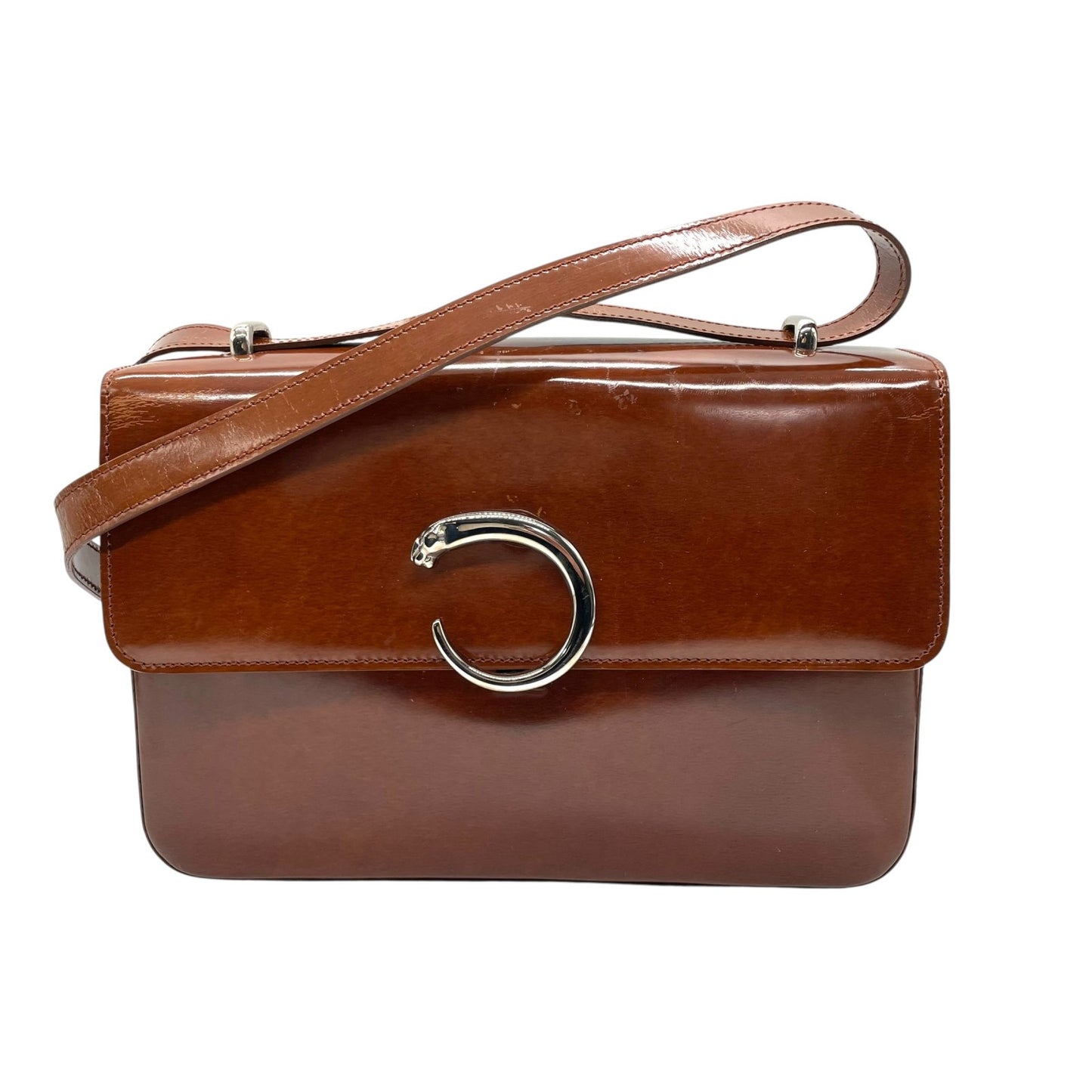 Cartier カルティエ マストライン 2wayハンドバッグ ショルダーバッグ ブラウン シルバー金具 ヴィンテージ レディース E