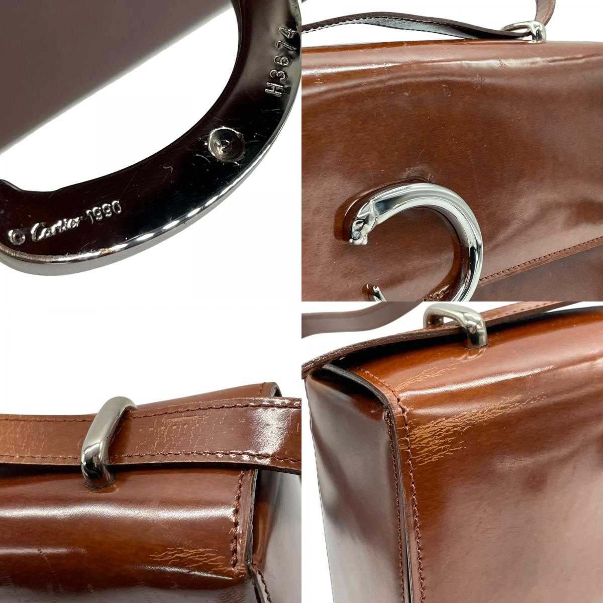 Cartier カルティエ マストライン 2wayハンドバッグ ショルダーバッグ ブラウン シルバー金具 ヴィンテージ レディース E