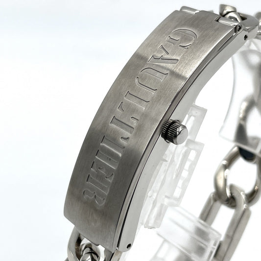 Authentic Jean Paul Gaultier Bangle Watch Bracelet Embossed Logo Link Chain