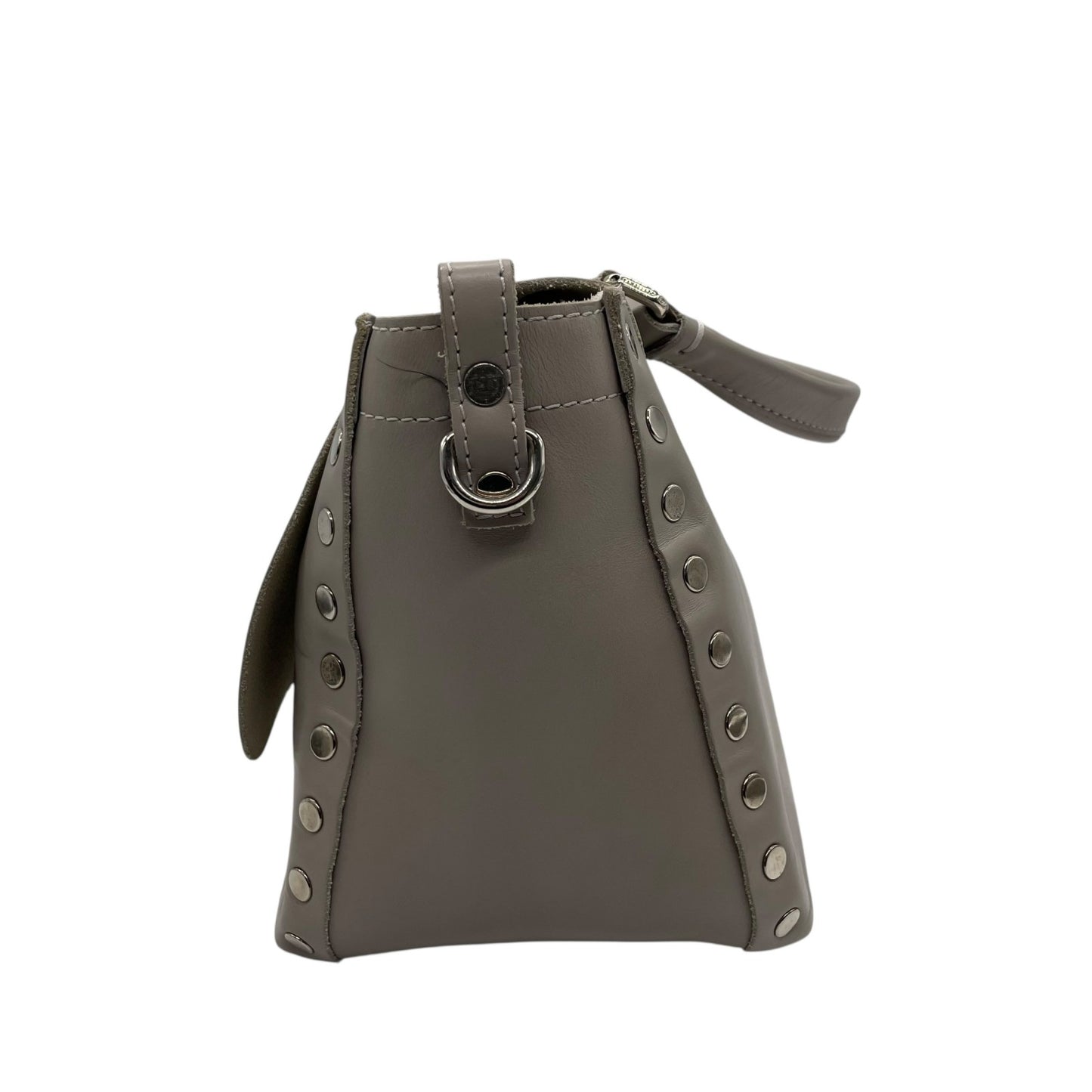 Zanellato ザネラート ポスティーナ レザー 2way ハンドバッグ ショルダーバッグ グレー シルバー金具 イタリア製 レディース D