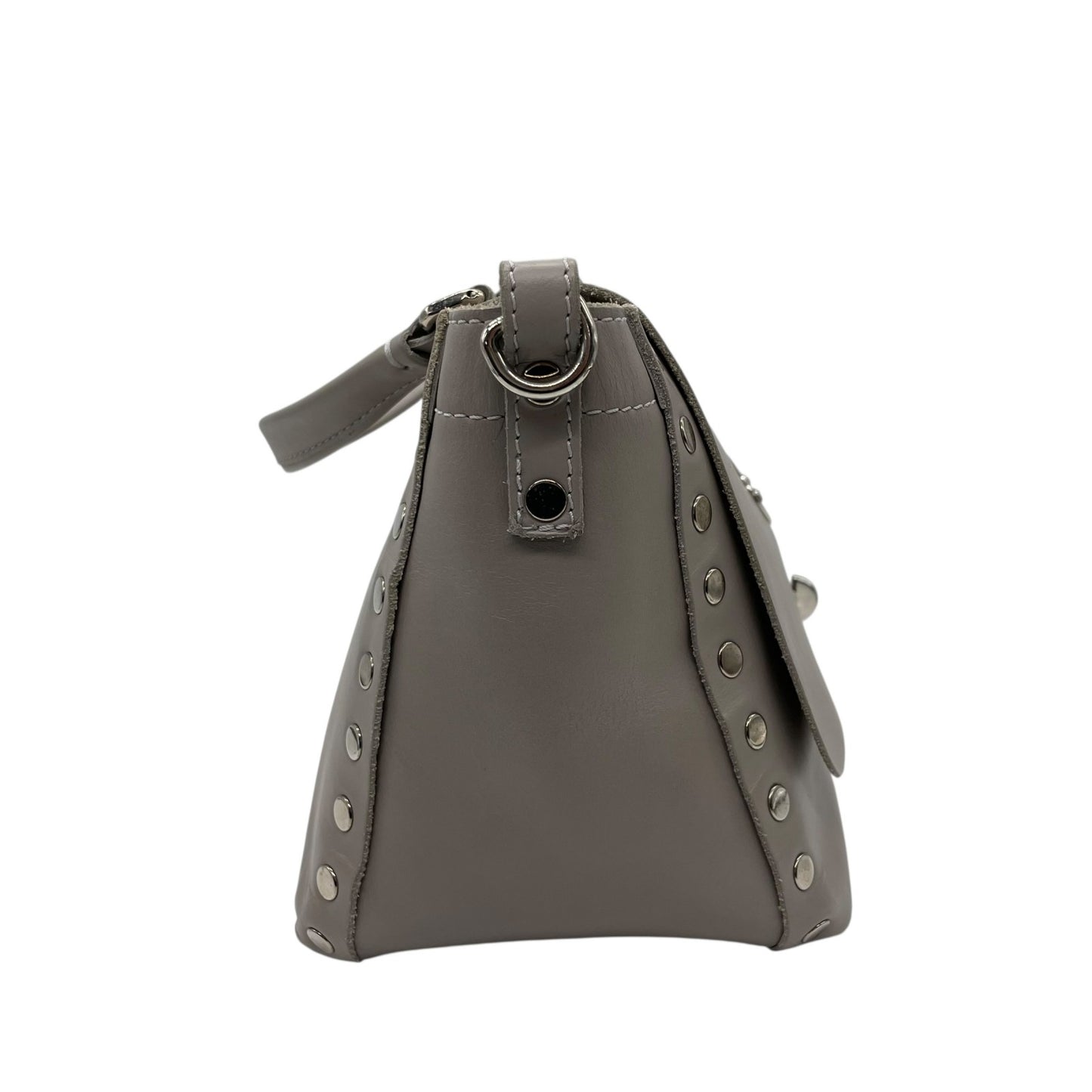 Zanellato ザネラート ポスティーナ レザー 2way ハンドバッグ ショルダーバッグ グレー シルバー金具 イタリア製 レディース D