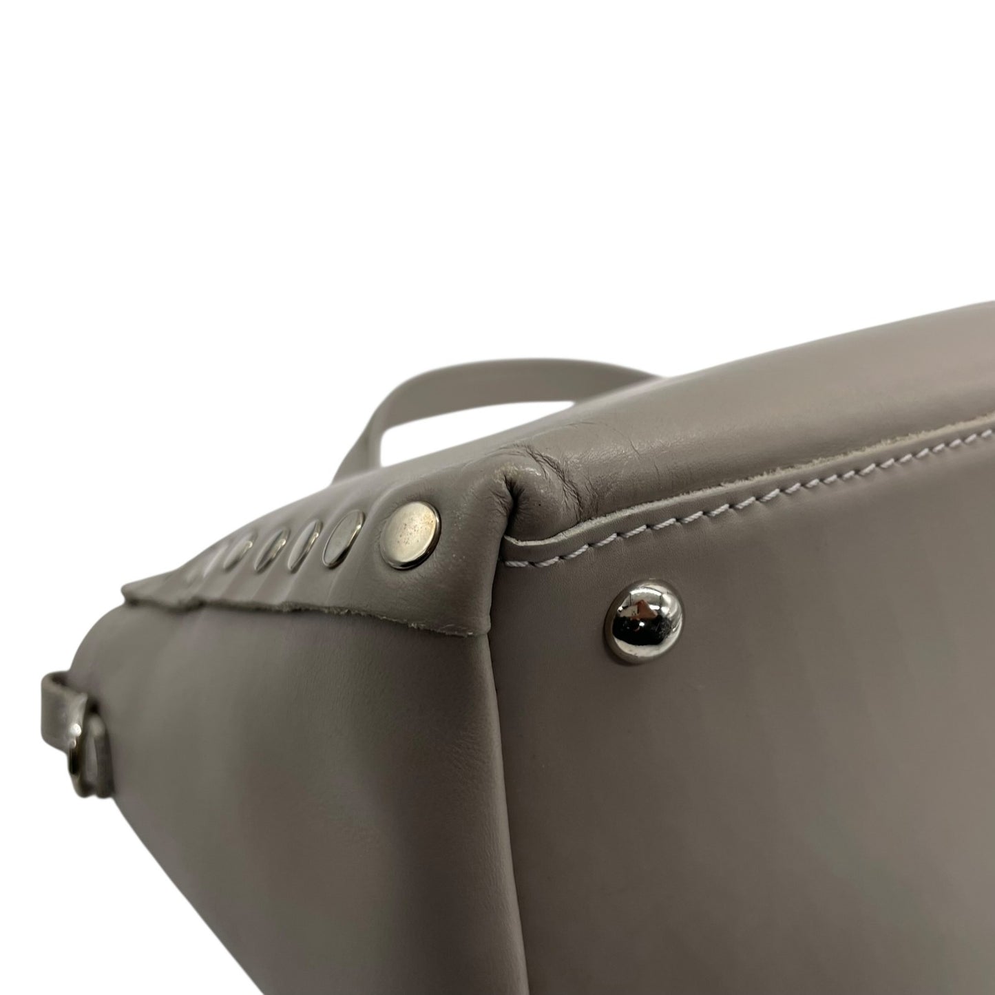 Zanellato ザネラート ポスティーナ レザー 2way ハンドバッグ ショルダーバッグ グレー シルバー金具 イタリア製 レディース D
