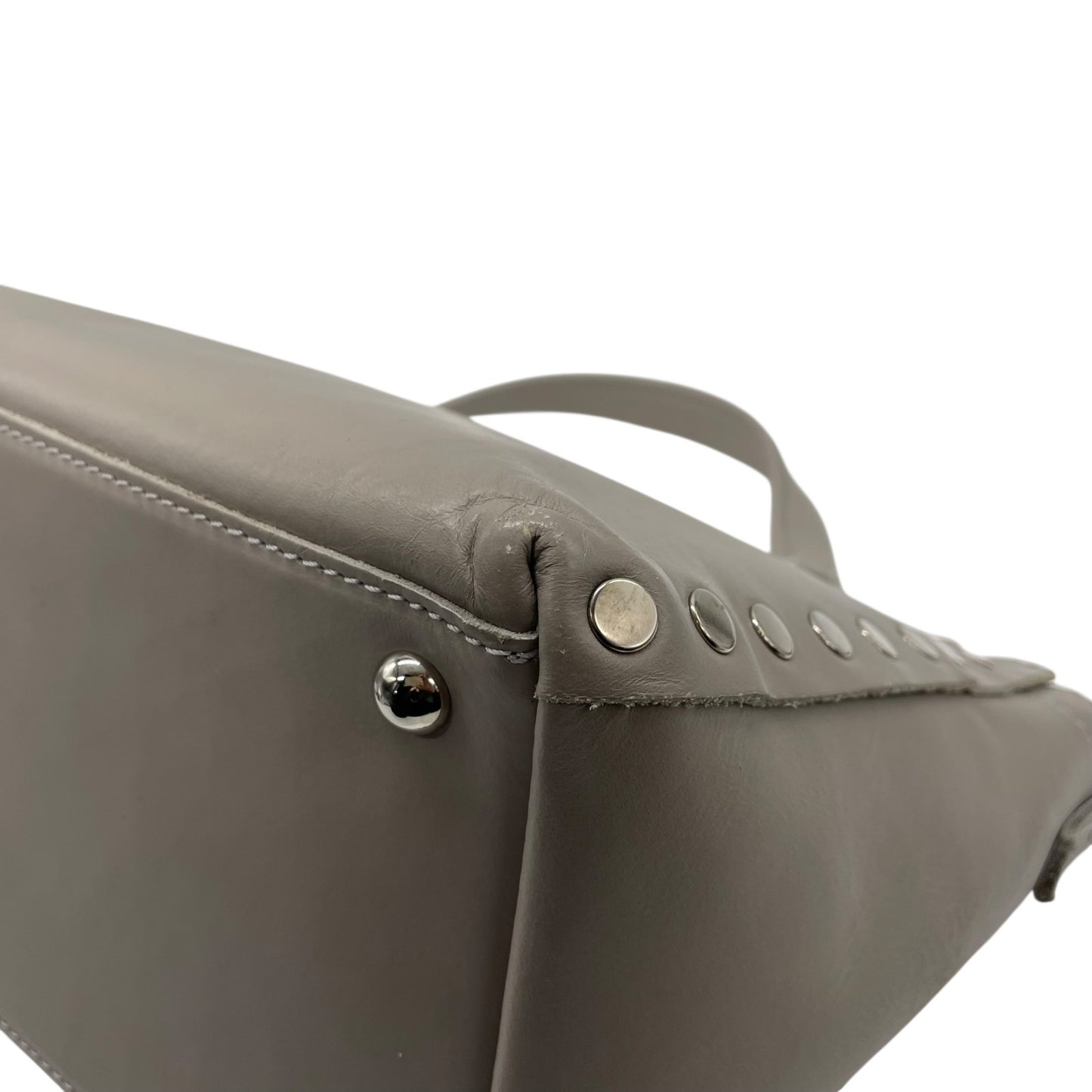 Zanellato ザネラート ポスティーナ レザー 2way ハンドバッグ ショルダーバッグ グレー シルバー金具 イタリア製 レディース D