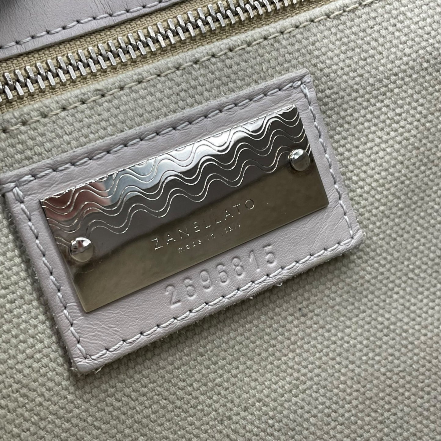Zanellato ザネラート ポスティーナ レザー 2way ハンドバッグ ショルダーバッグ グレー シルバー金具 イタリア製 レディース D