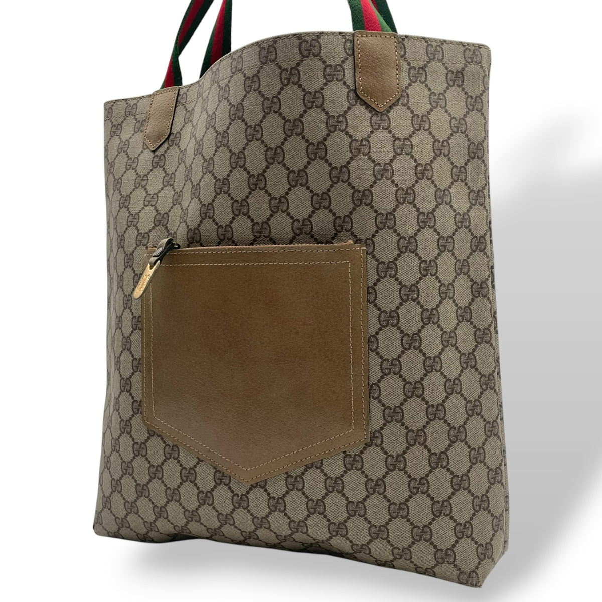 オールドグッチ グッチ GUCCI GGスプリーム GGプラス PVC レザー トートバッグ ハンドバッグ シェリーライン 縦型 本革 ベージュ グレージュ ブラウン 茶 ゴールド金具 A4サイズ収納可能 ヴィンテージ ビンテージ 通学 通勤 U15