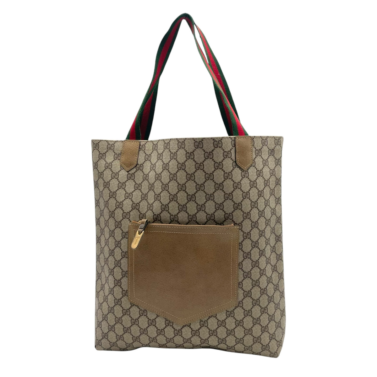 オールドグッチ グッチ GUCCI GGスプリーム GGプラス PVC レザー トートバッグ ハンドバッグ シェリーライン 縦型 本革 ベージュ グレージュ ブラウン 茶 ゴールド金具 A4サイズ収納可能 ヴィンテージ ビンテージ 通学 通勤 U15