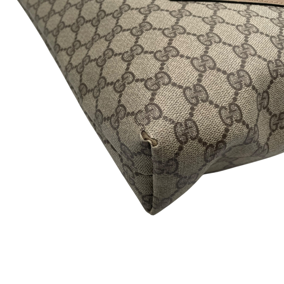 オールドグッチ グッチ GUCCI GGスプリーム GGプラス PVC レザー トートバッグ ハンドバッグ シェリーライン 縦型 本革 ベージュ グレージュ ブラウン 茶 ゴールド金具 A4サイズ収納可能 ヴィンテージ ビンテージ 通学 通勤 U15