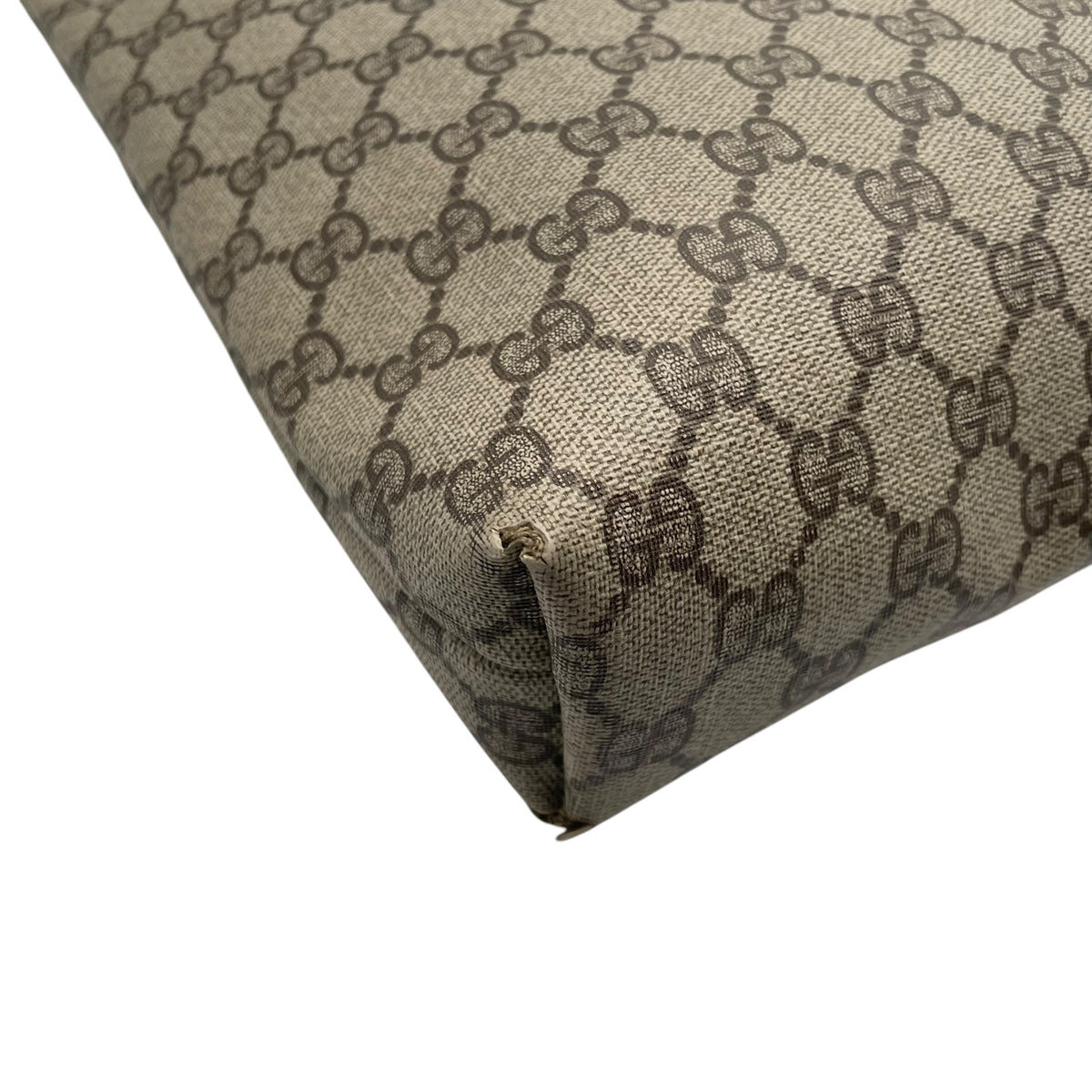 オールドグッチ グッチ GUCCI GGスプリーム GGプラス PVC レザー トートバッグ ハンドバッグ シェリーライン 縦型 本革 ベージュ グレージュ ブラウン 茶 ゴールド金具 A4サイズ収納可能 ヴィンテージ ビンテージ 通学 通勤 U15