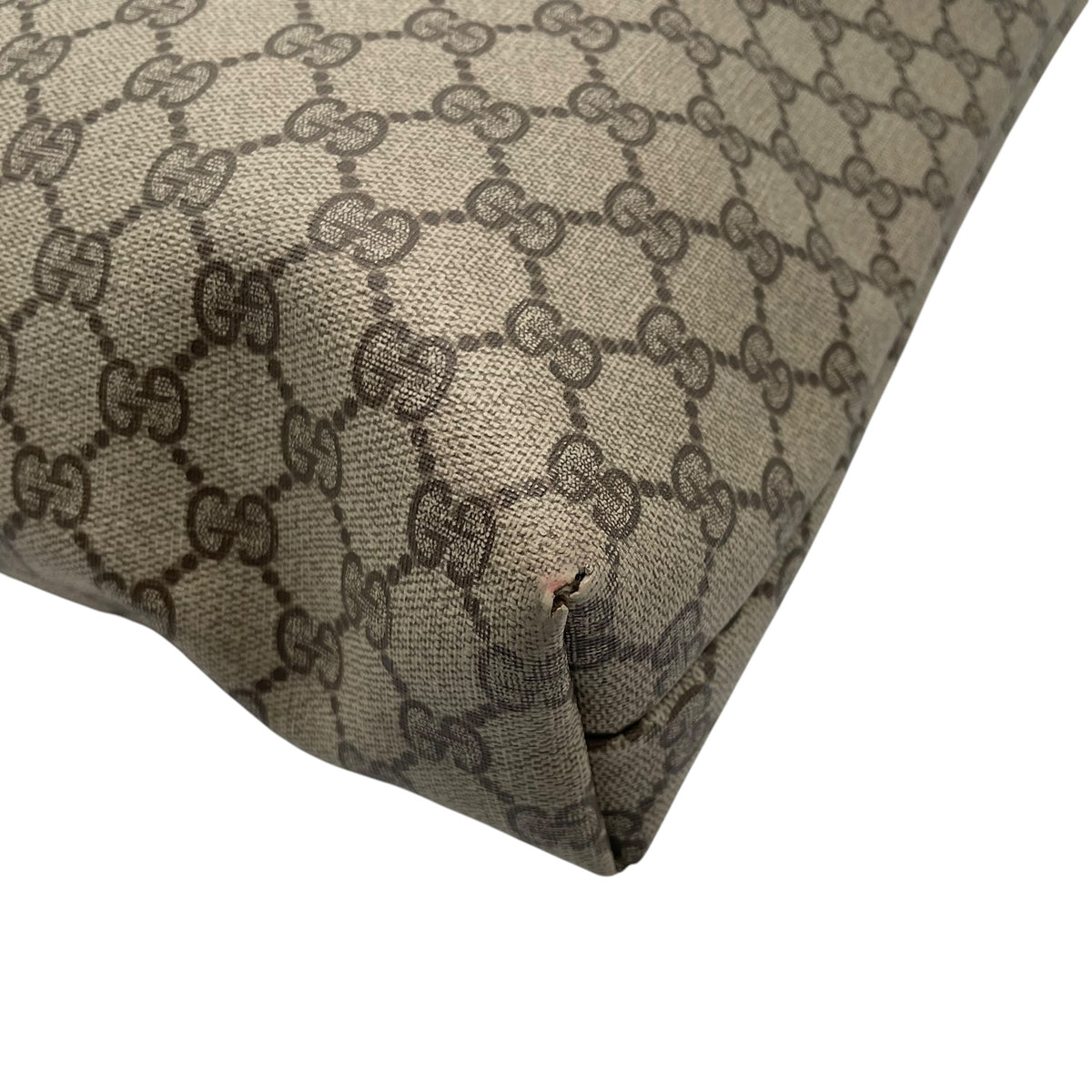 オールドグッチ グッチ GUCCI GGスプリーム GGプラス PVC レザー トートバッグ ハンドバッグ シェリーライン 縦型 本革 ベージュ グレージュ ブラウン 茶 ゴールド金具 A4サイズ収納可能 ヴィンテージ ビンテージ 通学 通勤 U15
