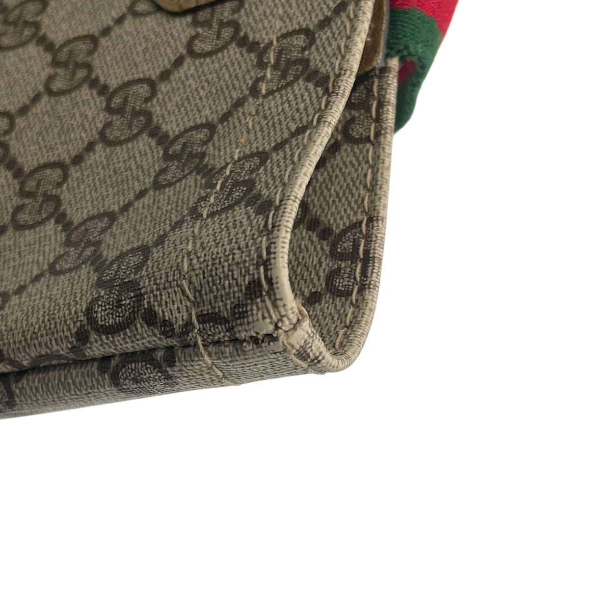 オールドグッチ グッチ GUCCI GGスプリーム GGプラス PVC レザー トートバッグ ハンドバッグ シェリーライン 縦型 本革 ベージュ グレージュ ブラウン 茶 ゴールド金具 A4サイズ収納可能 ヴィンテージ ビンテージ 通学 通勤 U15
