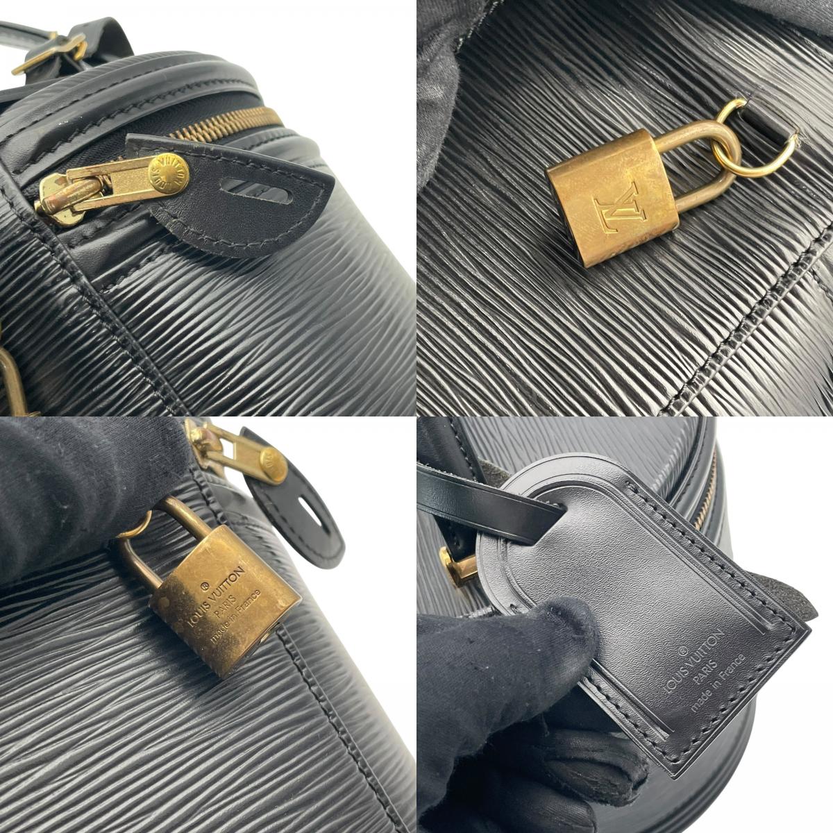 ルイヴィトン LOUIS VUITTON カンヌ エピ バニティバッグ ハンドバッグ コスメポーチ 手提げかばん レザー 本革 ノワール ブラック 黒 ゴールド金具 LV刻印 vintage パドロック付 ヴィンテージ レディース B