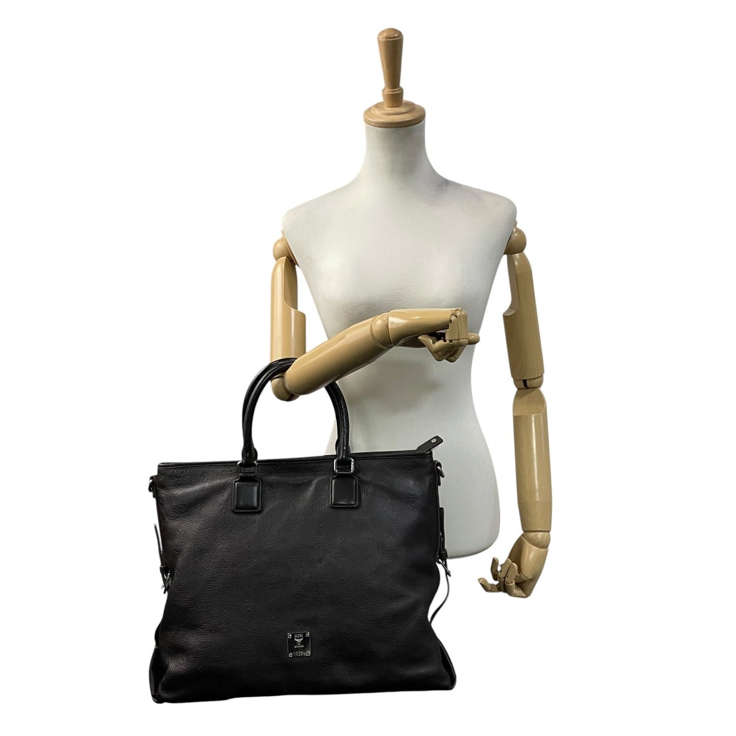 MCM エムシーエム ヴィセトス エンボス レザー 2WAY ビジネスバッグ トートバッグ ブリーフケース ブラウン メンズ レディース U13