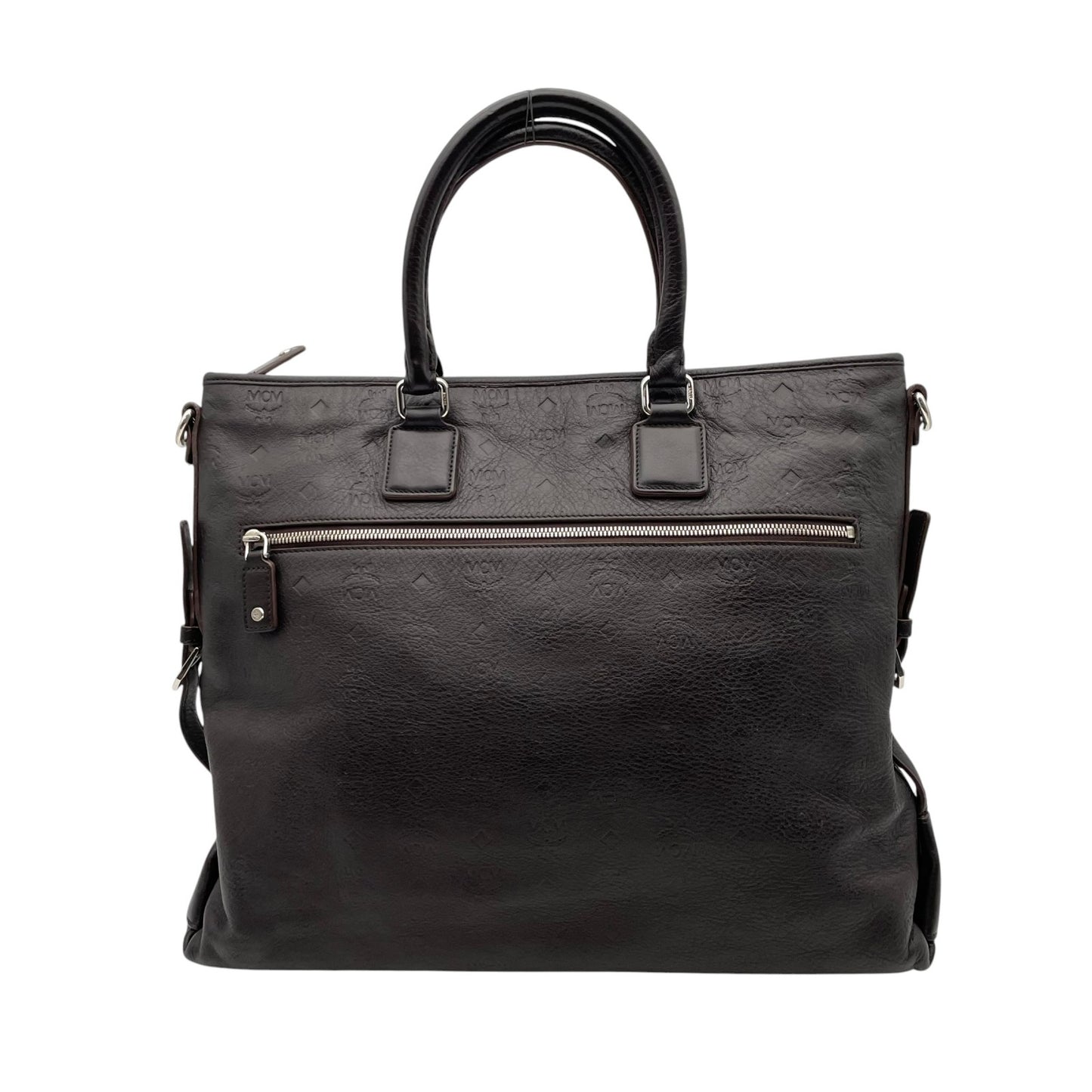 MCM エムシーエム ヴィセトス エンボス レザー 2WAY ビジネスバッグ トートバッグ ブリーフケース ブラウン メンズ レディース U13