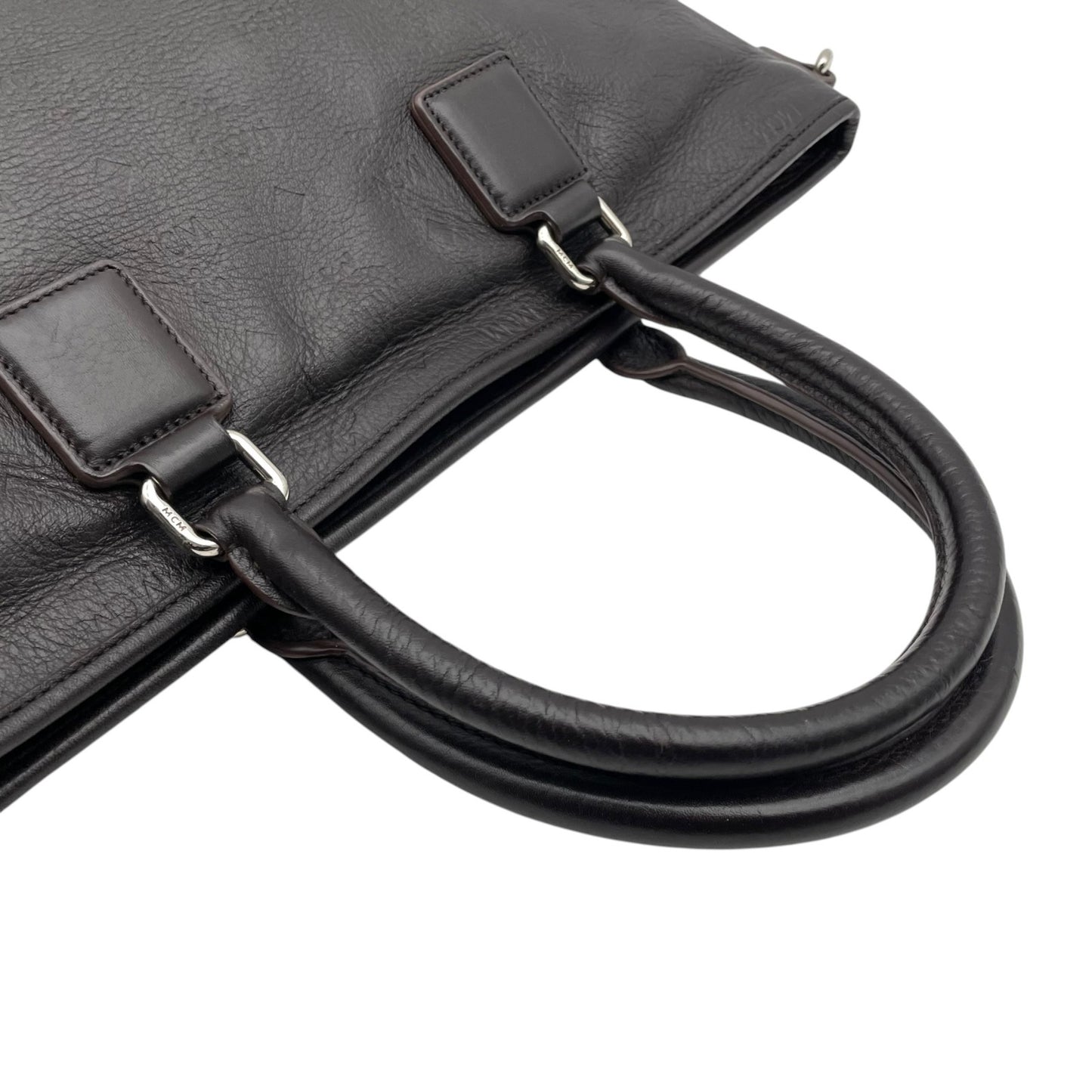 MCM エムシーエム ヴィセトス エンボス レザー 2WAY ビジネスバッグ トートバッグ ブリーフケース ブラウン メンズ レディース U13