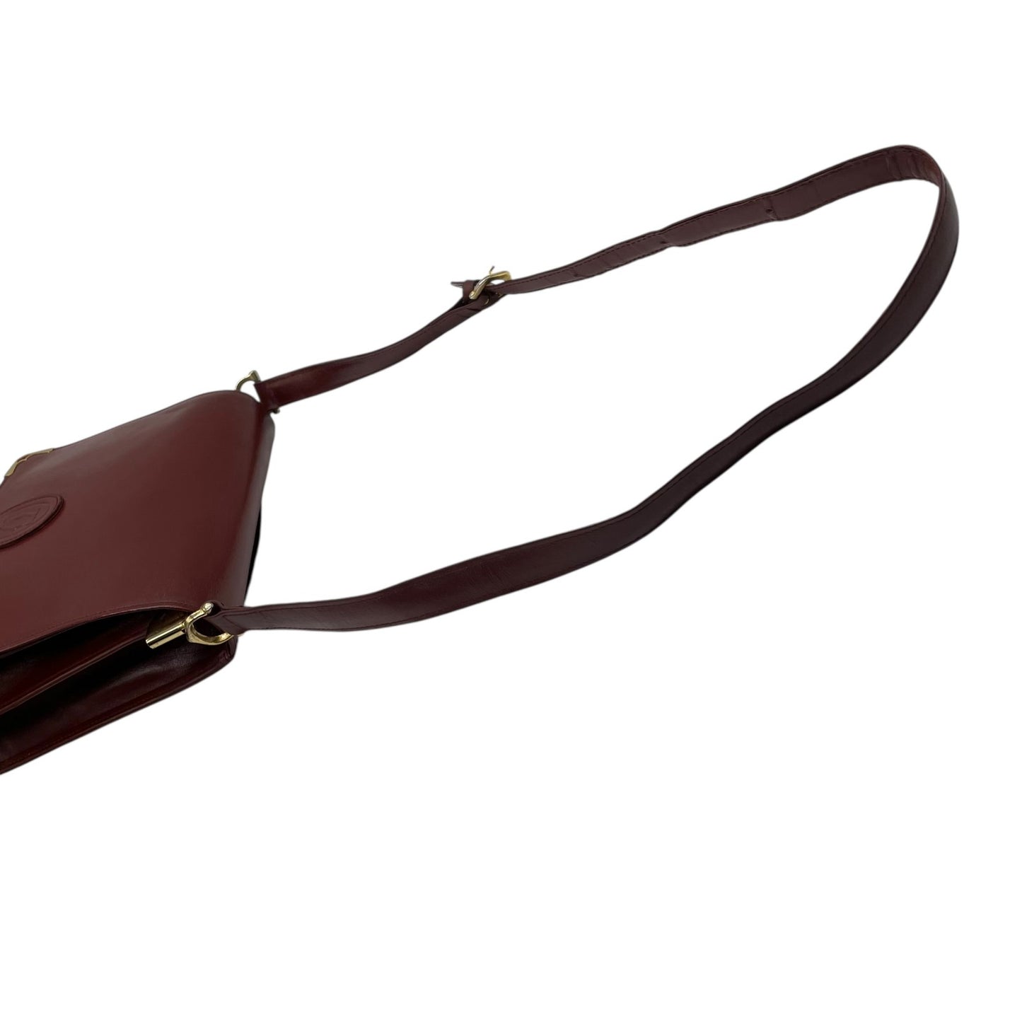 良品 Cartier カルティエ マストライン ショルダーバッグ レザー ボルドー 金具 斜め掛け可 クロスボディ フラップ ビンテージ クラシック エレガント レディース 鞄 バック オールド ロゴ レトロ 上品 高級 本革 D82