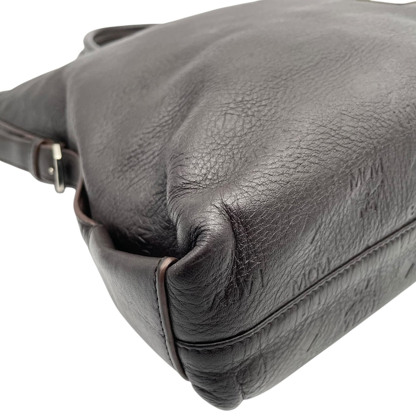 MCM エムシーエム ヴィセトス エンボス レザー 2WAY ビジネスバッグ トートバッグ ブリーフケース ブラウン メンズ レディース U13