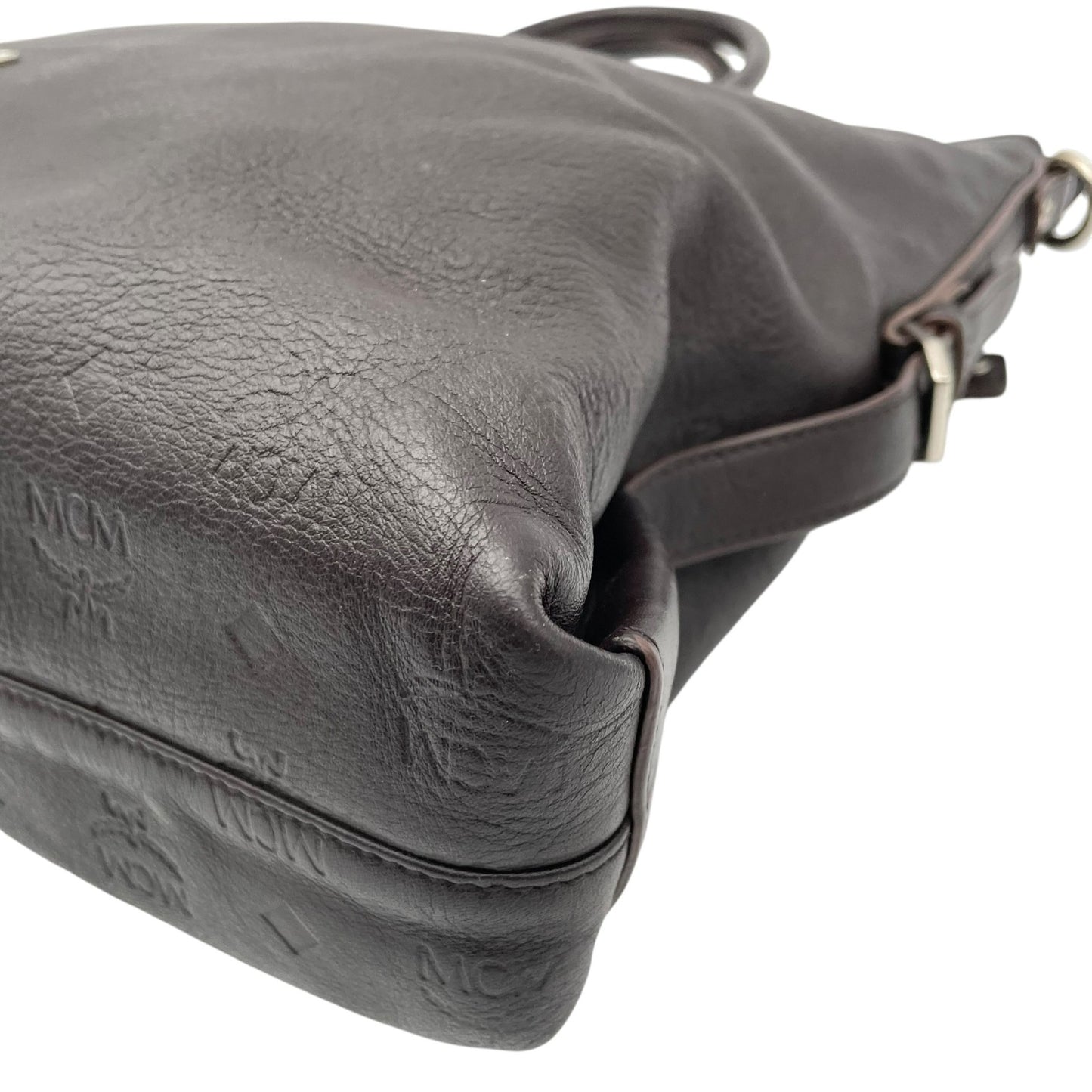 MCM エムシーエム ヴィセトス エンボス レザー 2WAY ビジネスバッグ トートバッグ ブリーフケース ブラウン メンズ レディース U13