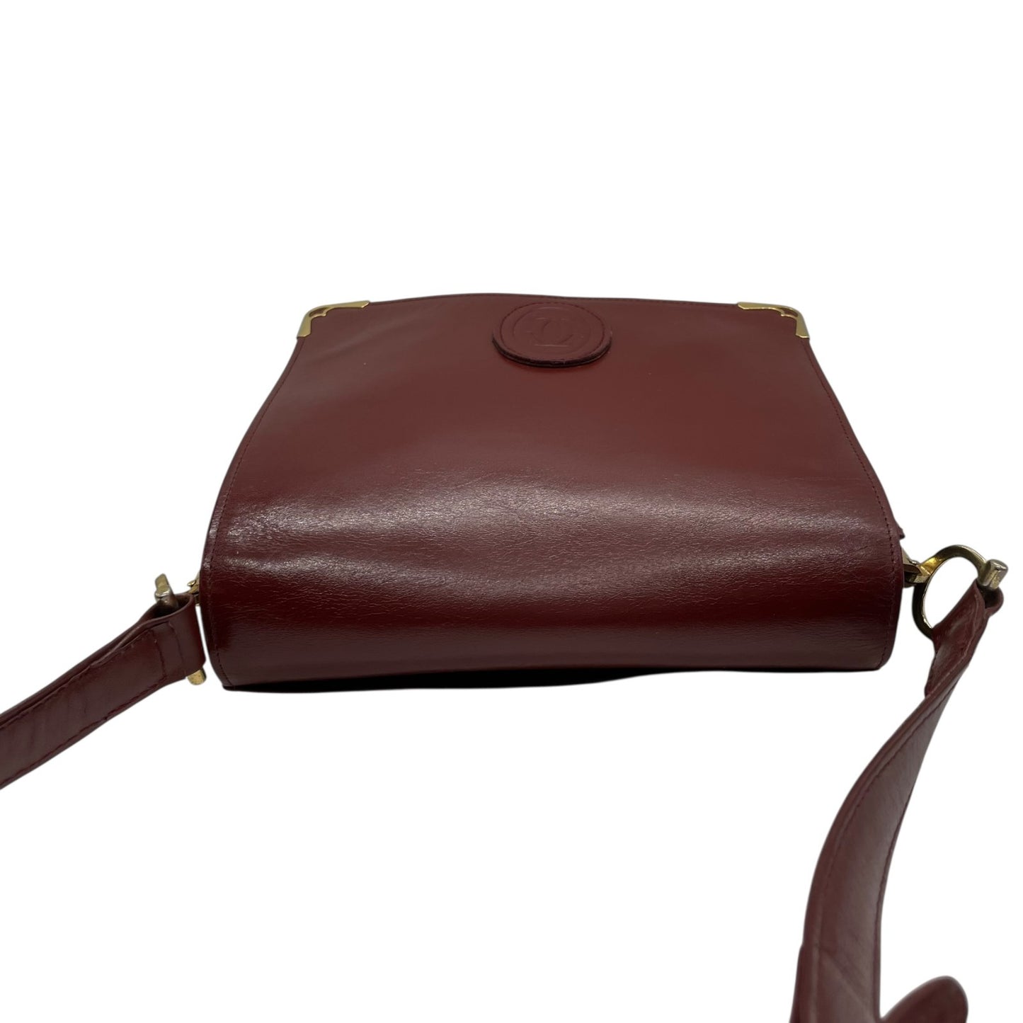 良品 Cartier カルティエ マストライン ショルダーバッグ レザー ボルドー 金具 斜め掛け可 クロスボディ フラップ ビンテージ クラシック エレガント レディース 鞄 バック オールド ロゴ レトロ 上品 高級 本革 D82