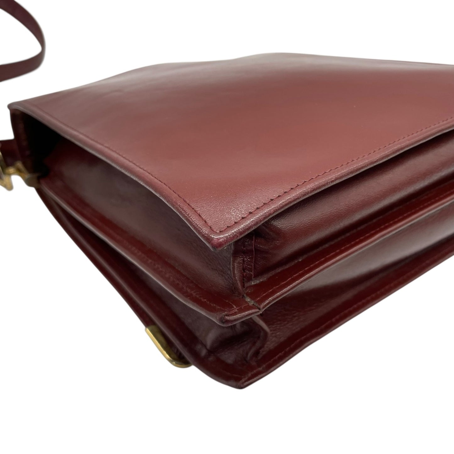 良品 Cartier カルティエ マストライン ショルダーバッグ レザー ボルドー 金具 斜め掛け可 クロスボディ フラップ ビンテージ クラシック エレガント レディース 鞄 バック オールド ロゴ レトロ 上品 高級 本革 D82